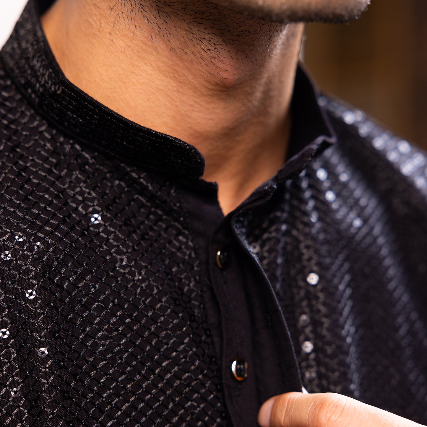 Midnight Black Mirage Sequin Kurta