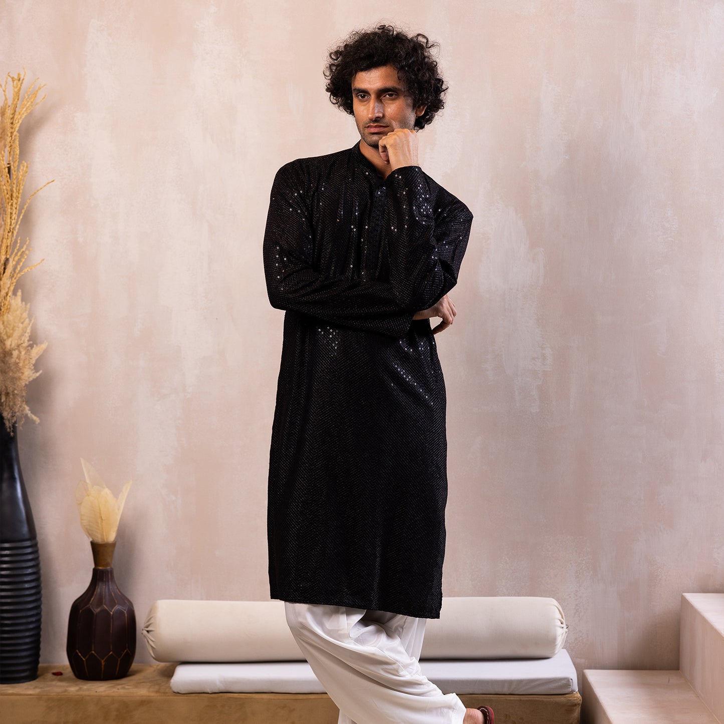 Midnight Black Mirage Sequin Kurta