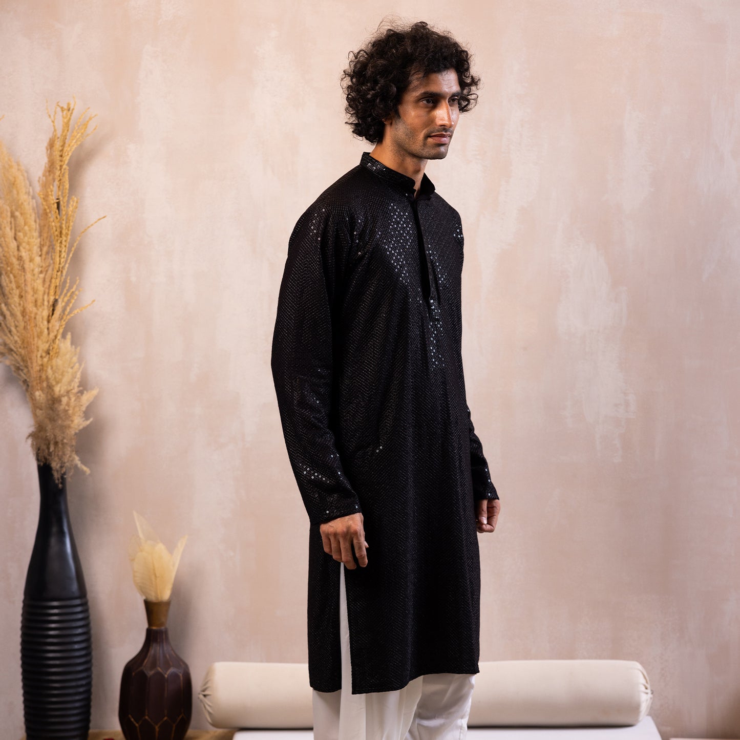 Midnight Black Mirage Sequin Kurta