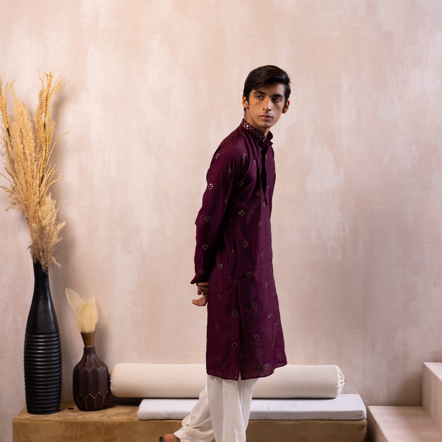 Regal Maroon Printed Kurta