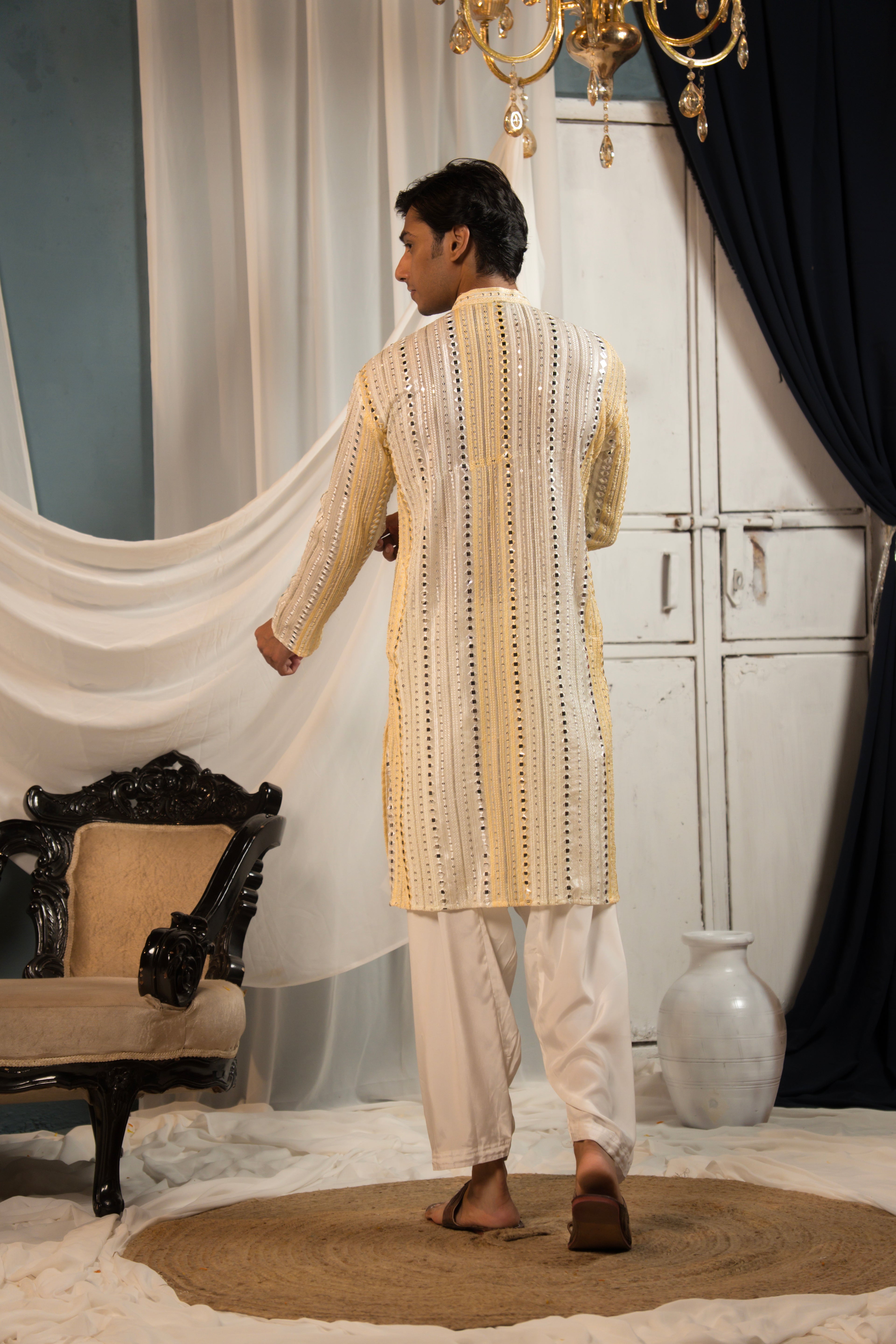 Cream Elegance Georgette Kurta