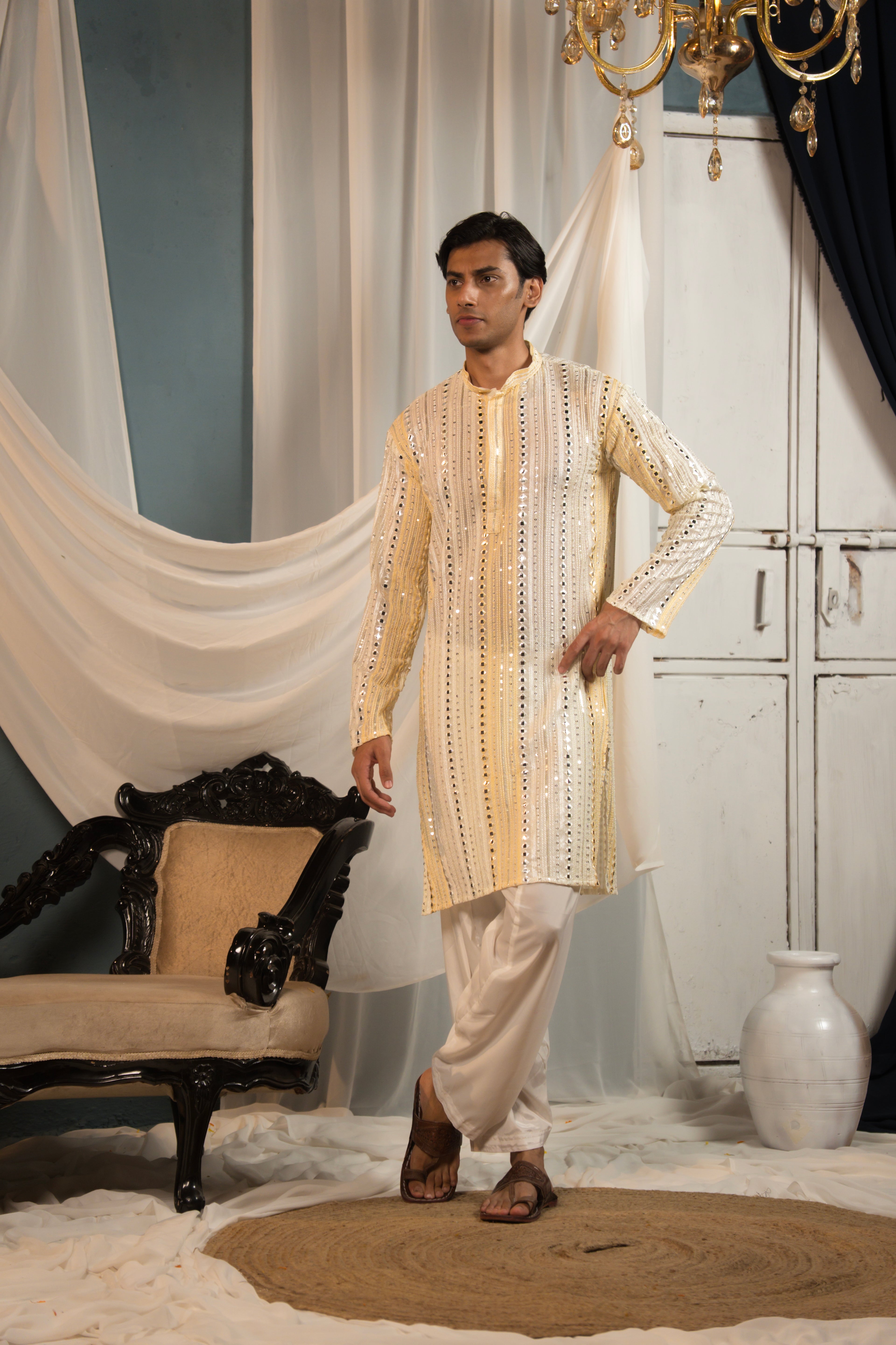 Cream Elegance Georgette Kurta