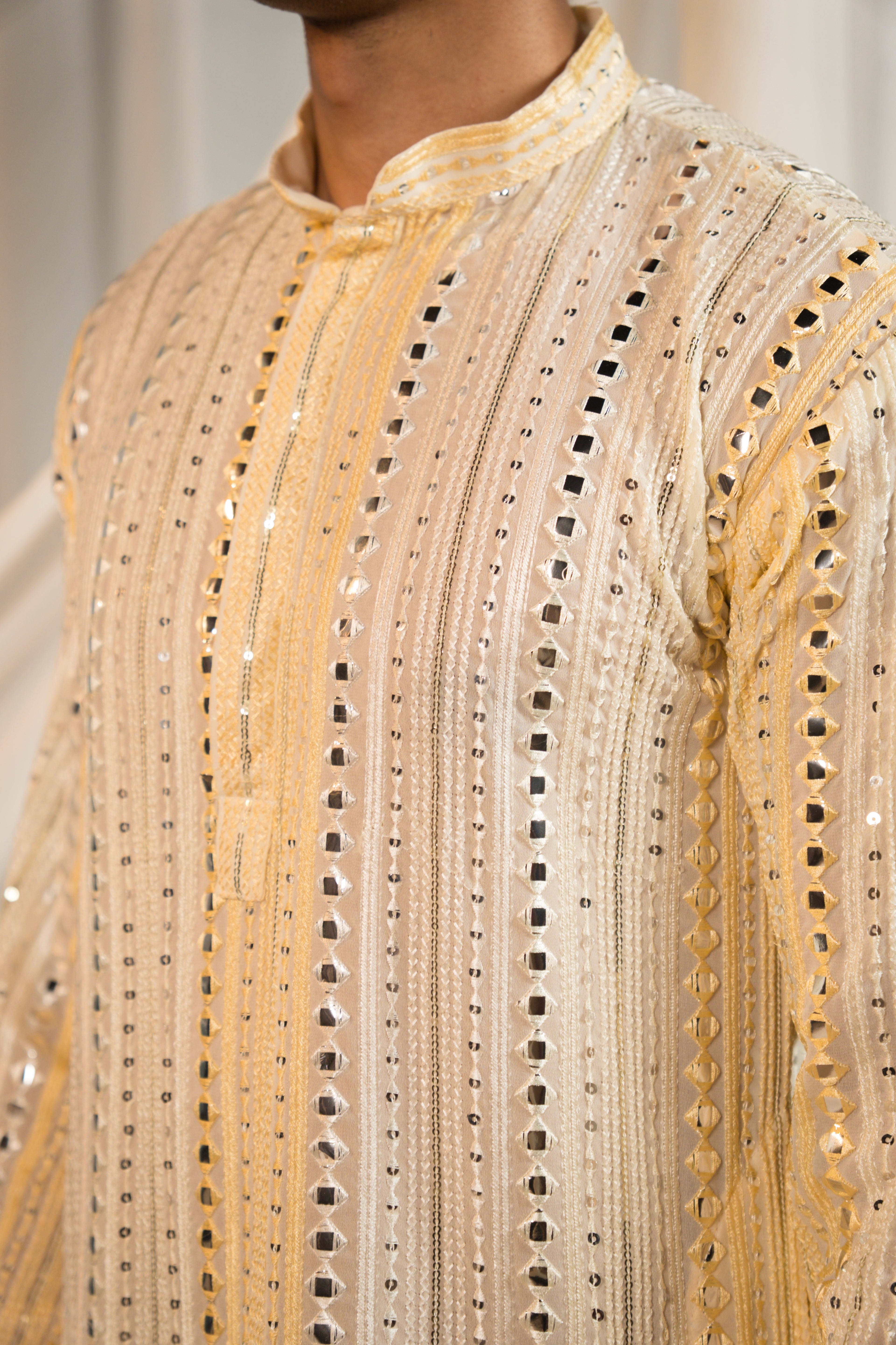 Cream Elegance Georgette Kurta