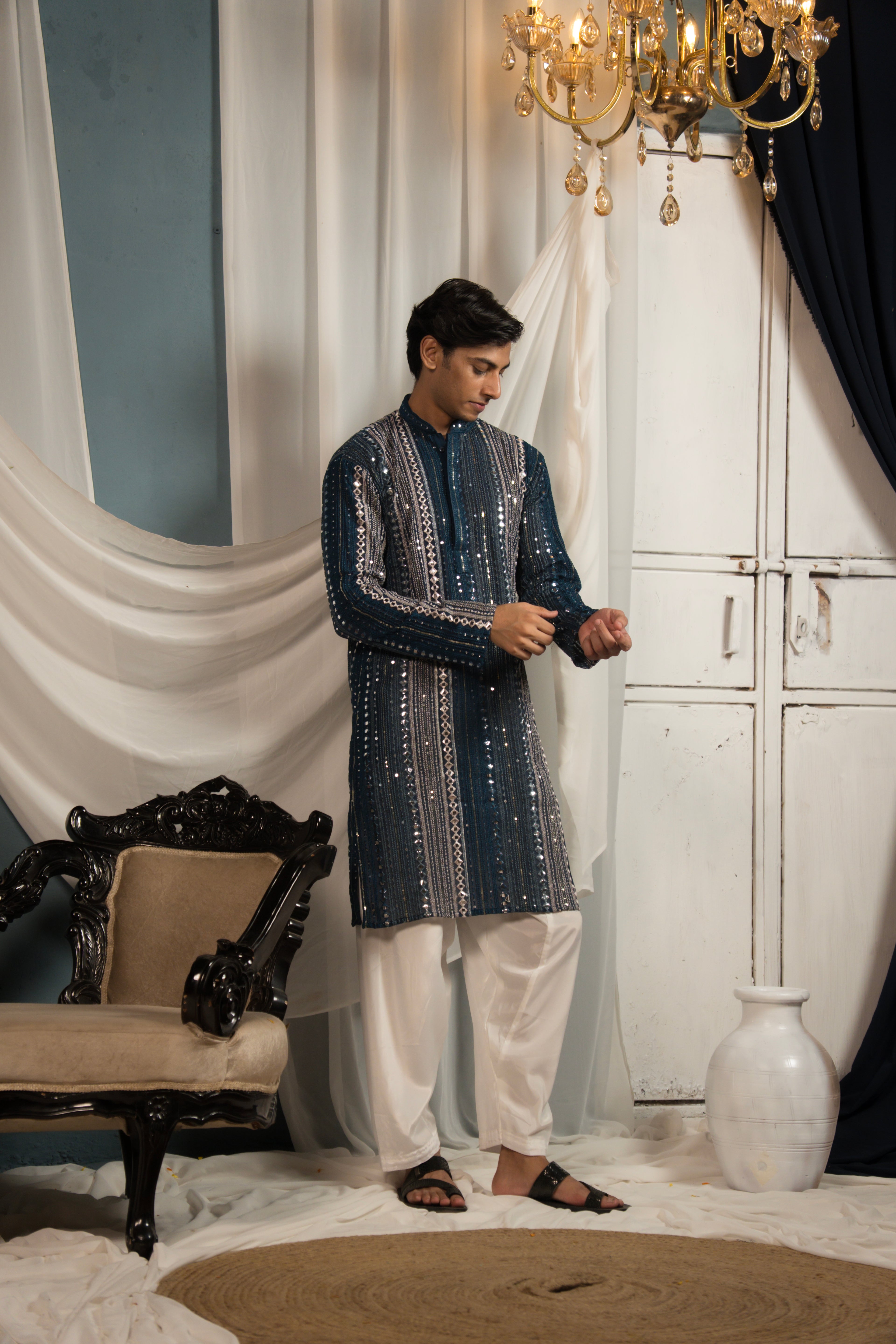 Imperial Blue  Georgette Kurta