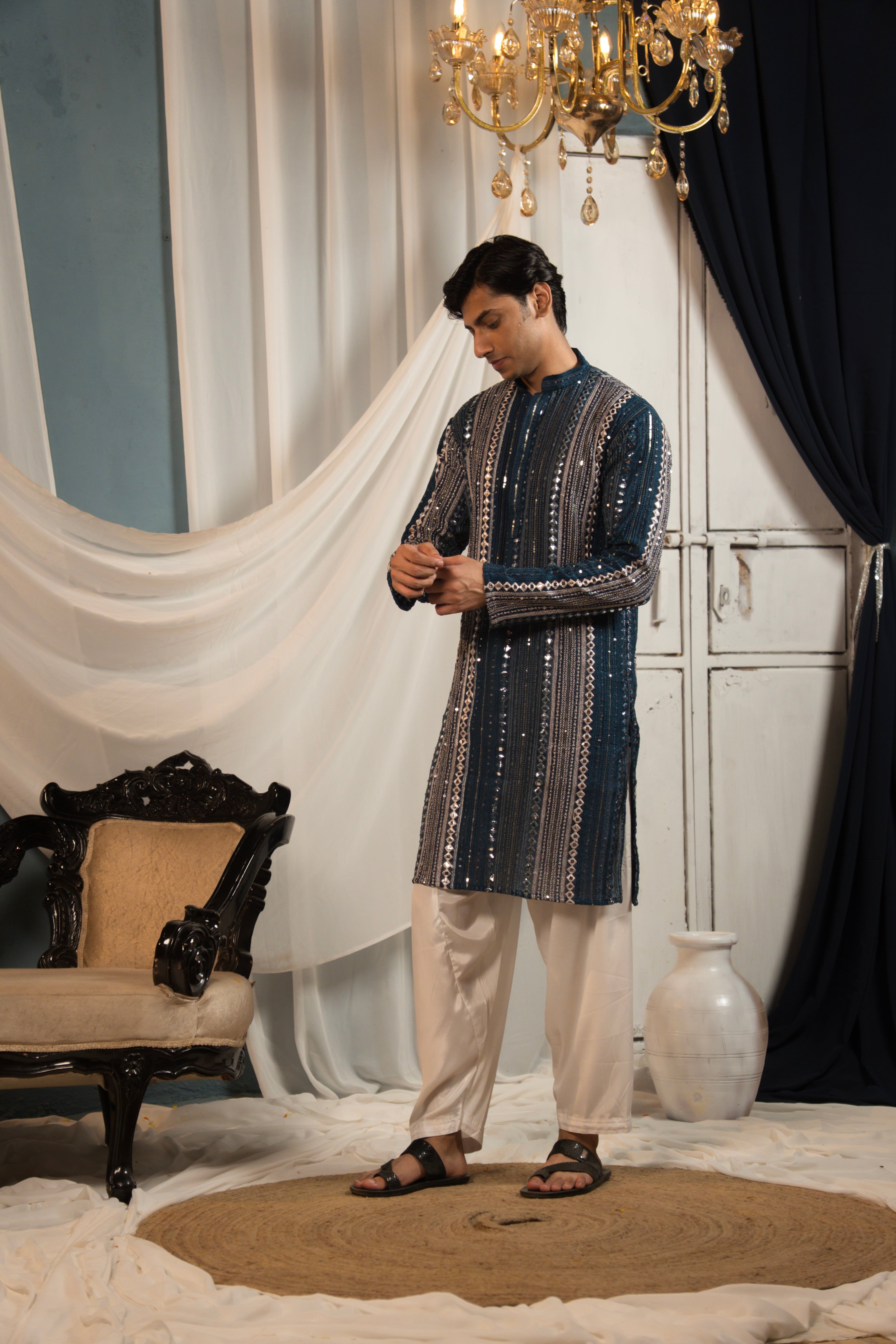 Imperial Blue  Georgette Kurta