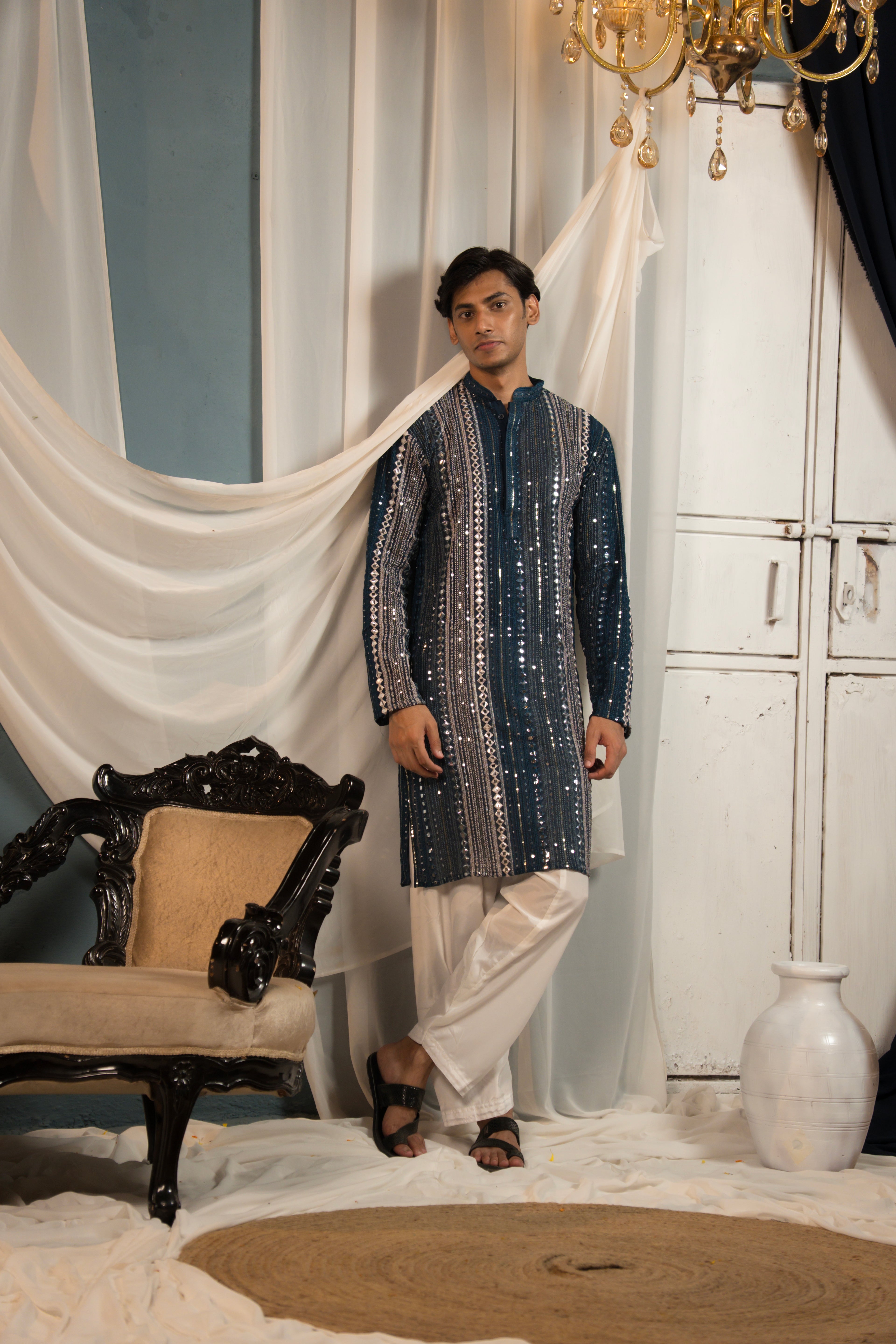 Imperial Blue  Georgette Kurta