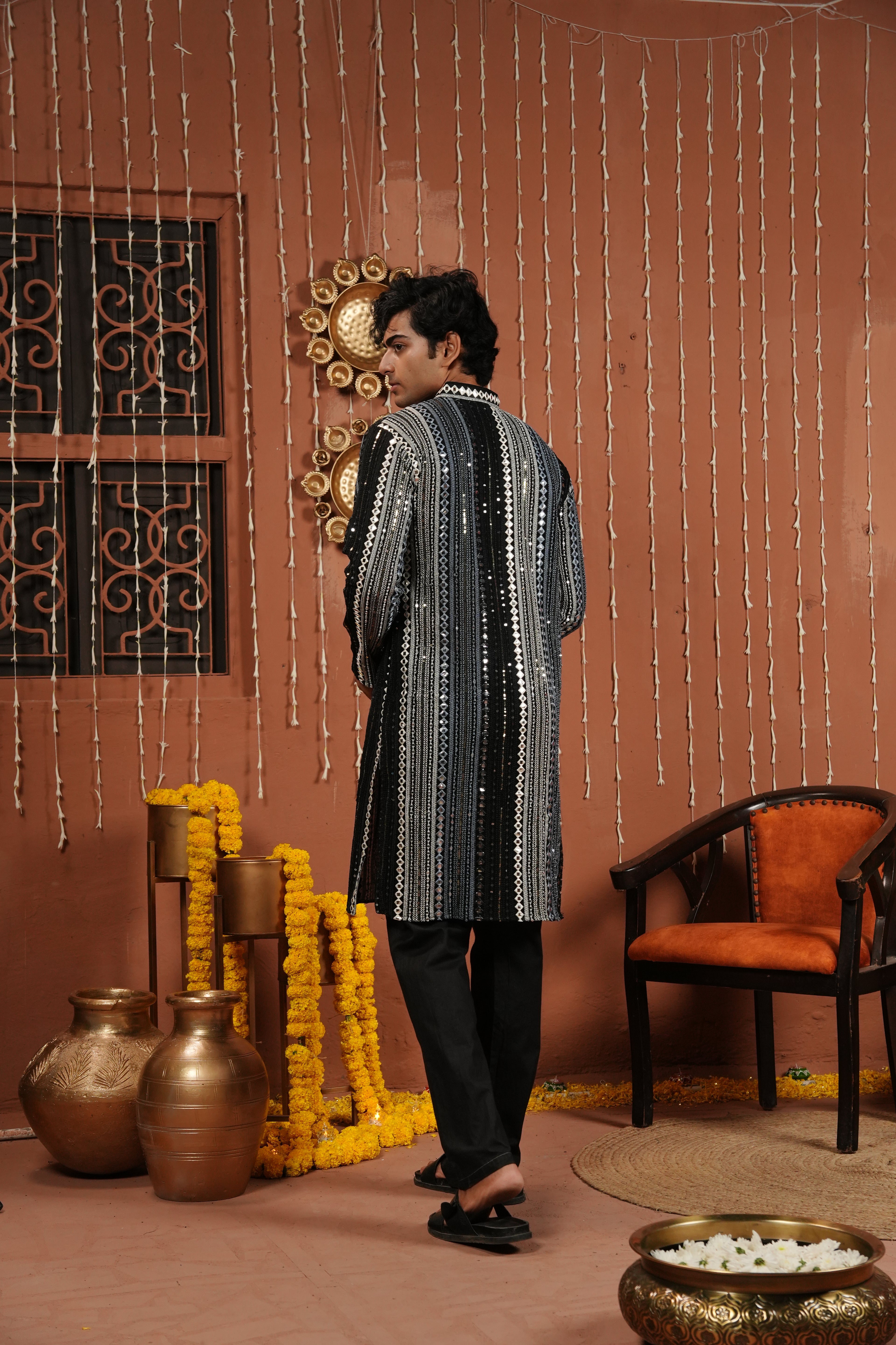 Midnight Black Noir Georgette Kurta