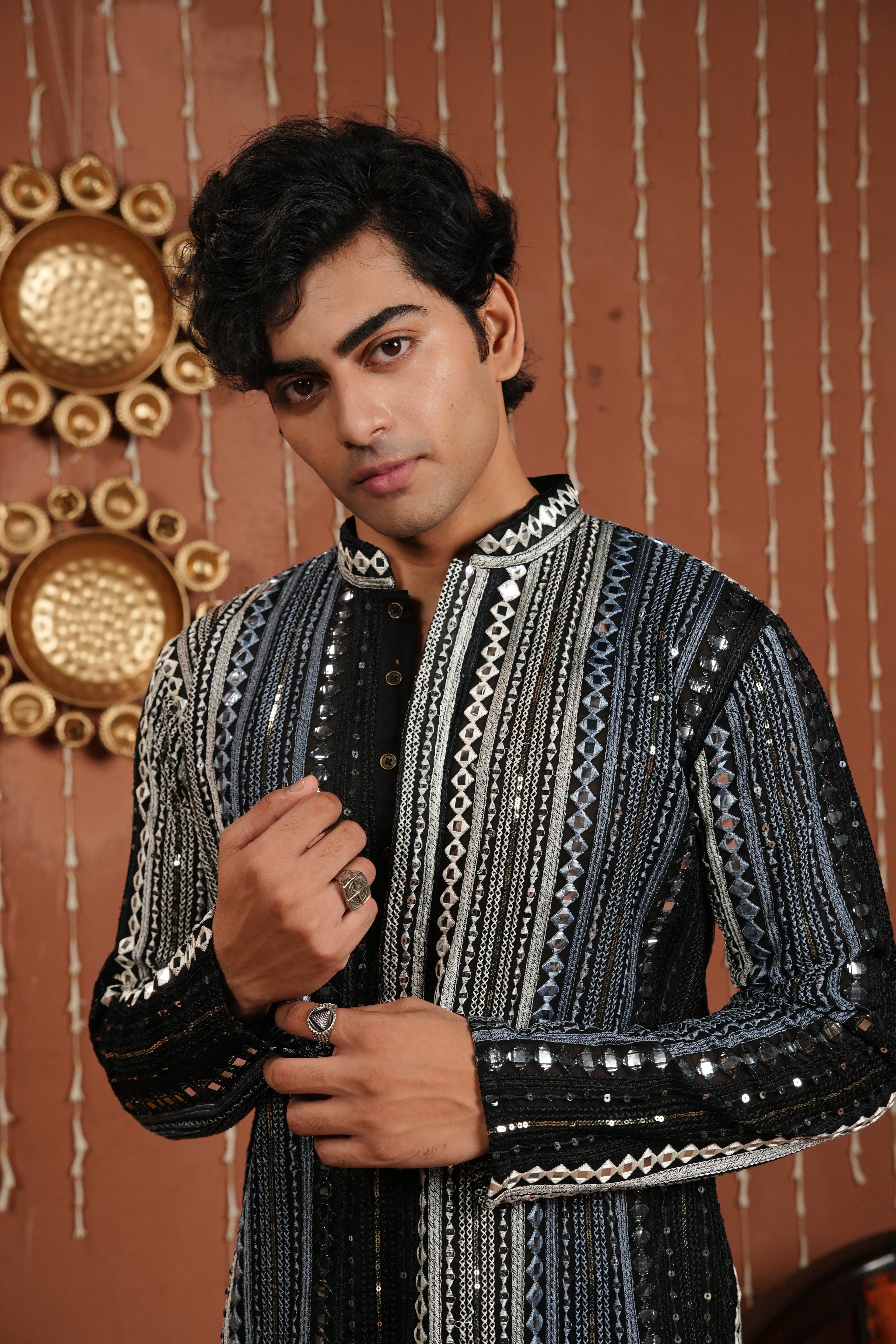 Midnight Black Noir Georgette Kurta