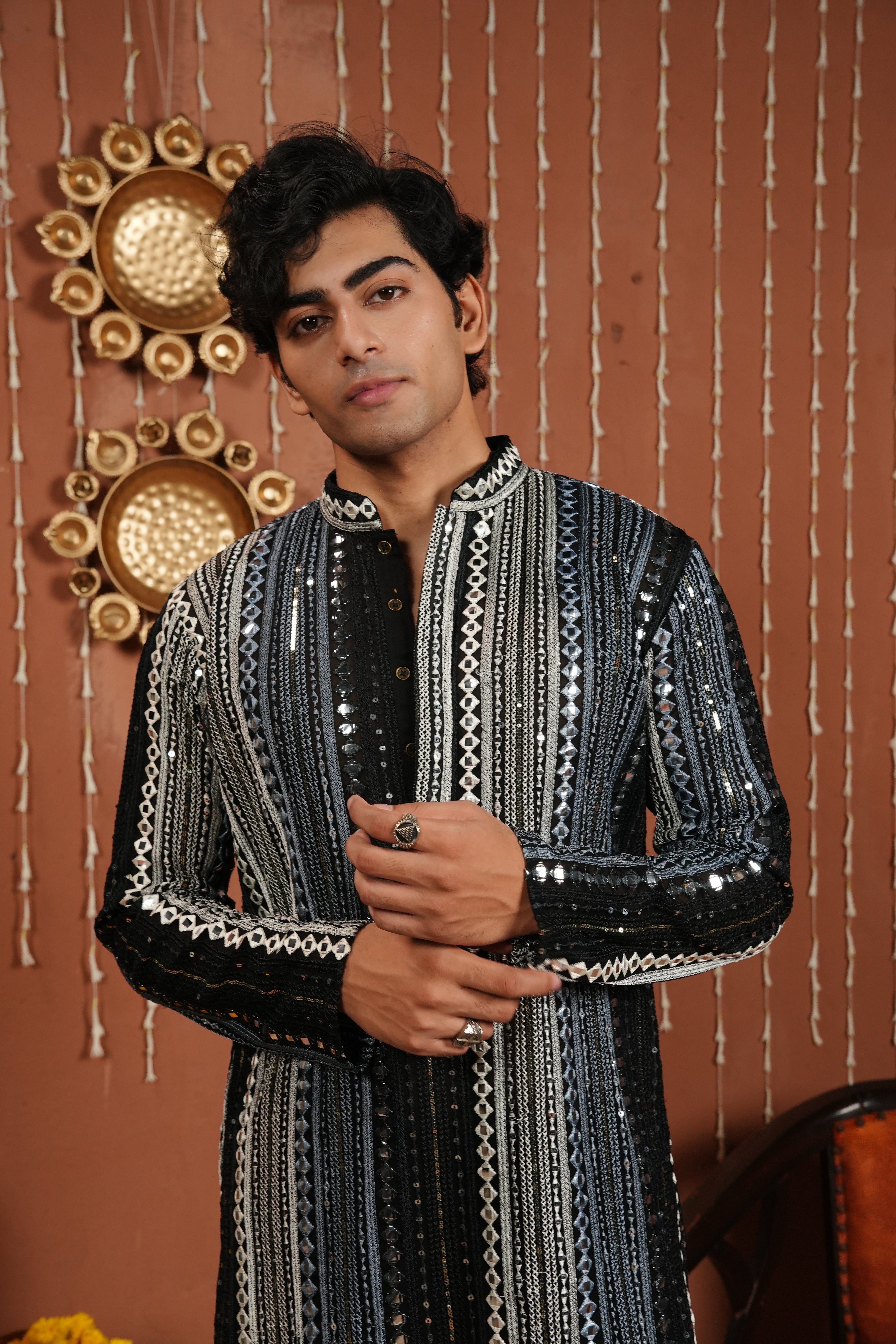 Midnight Black Noir Georgette Kurta