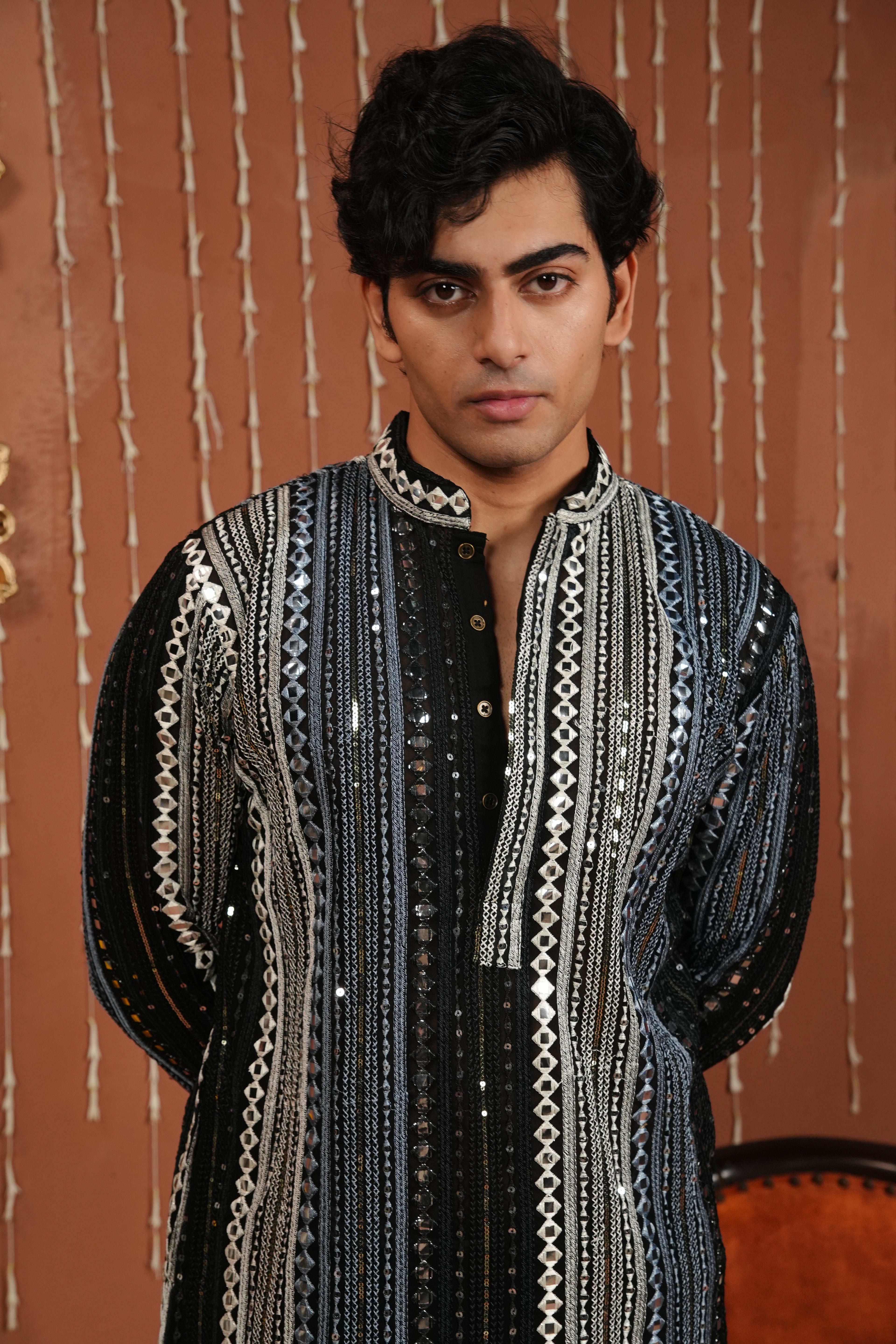 Midnight Black Noir Georgette Kurta