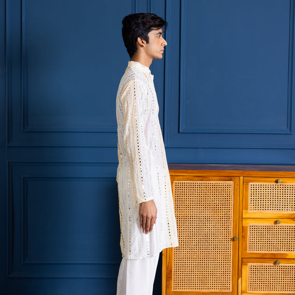 Cream Elegance Georgette Kurta