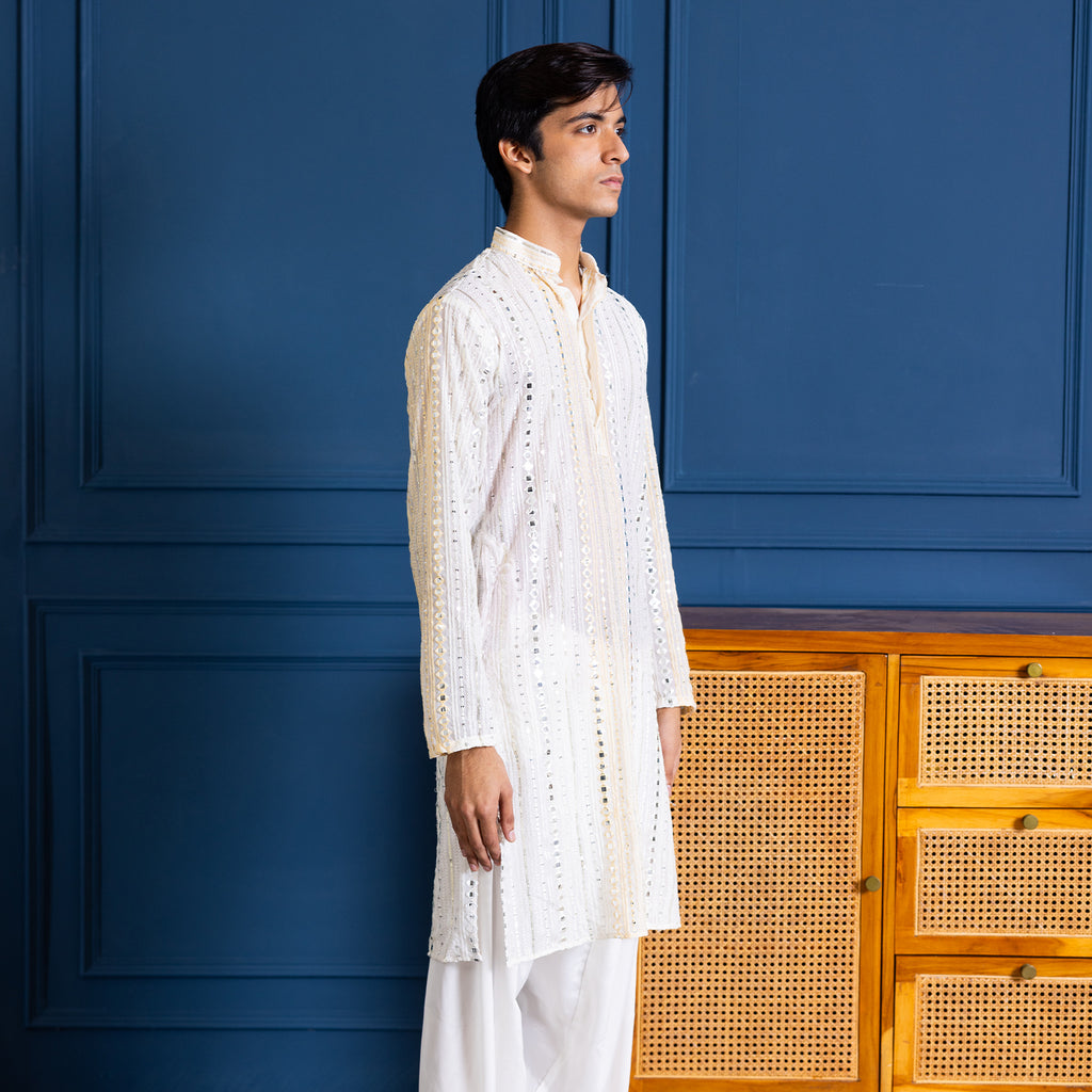 Cream Elegance Georgette Kurta