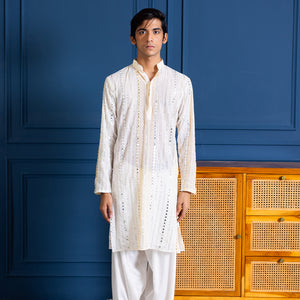 Cream Elegance Georgette Kurta