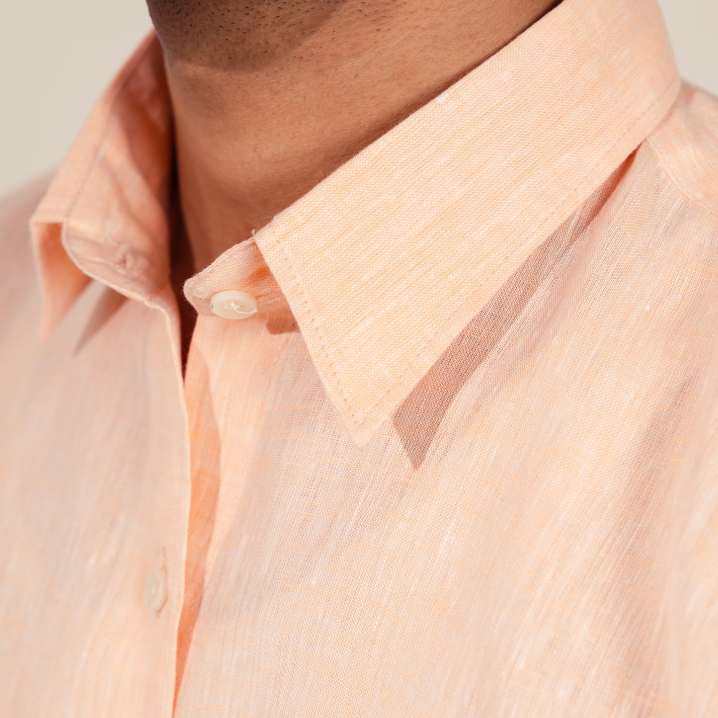 100% Pure Linen Shirt ( Peach )- Premium Breathable Comfort