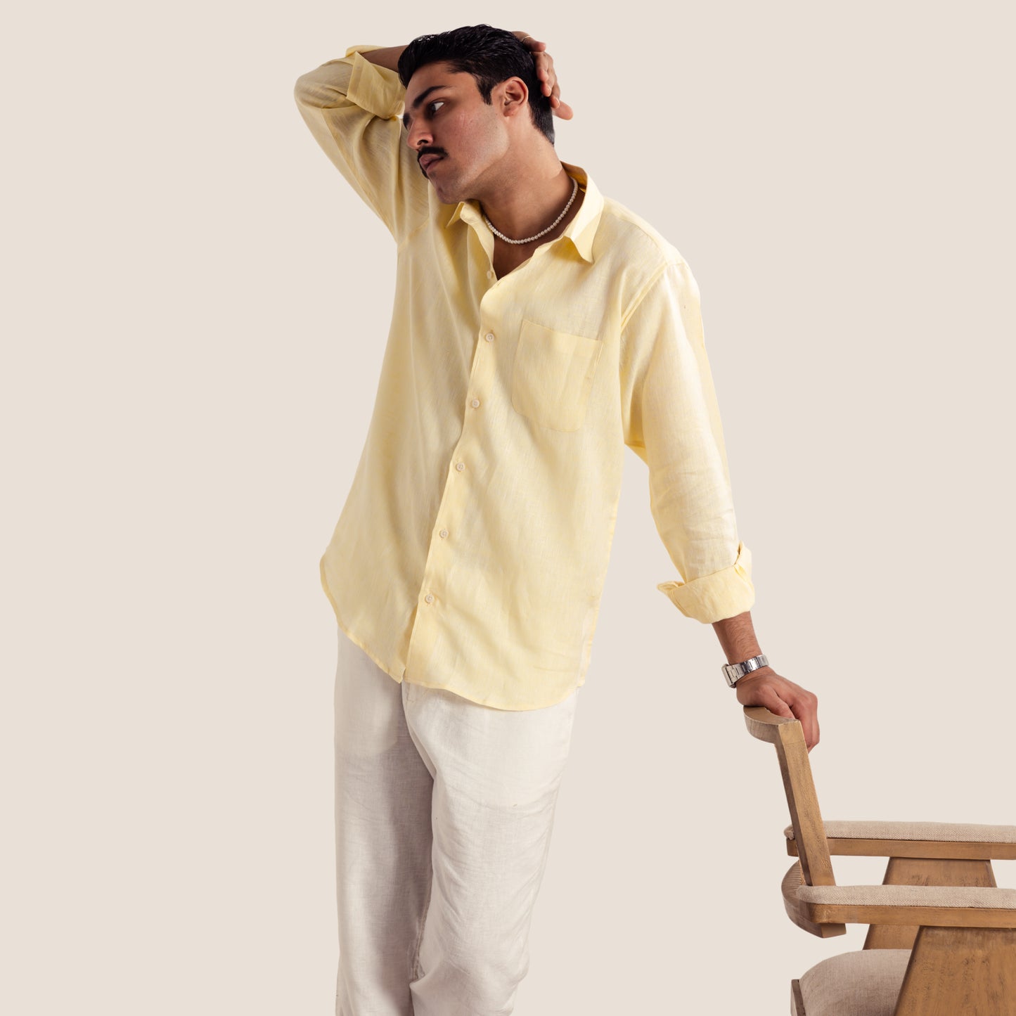 100% Pure Linen Shirt ( Lime Yellow )- Premium Breathable Comfort