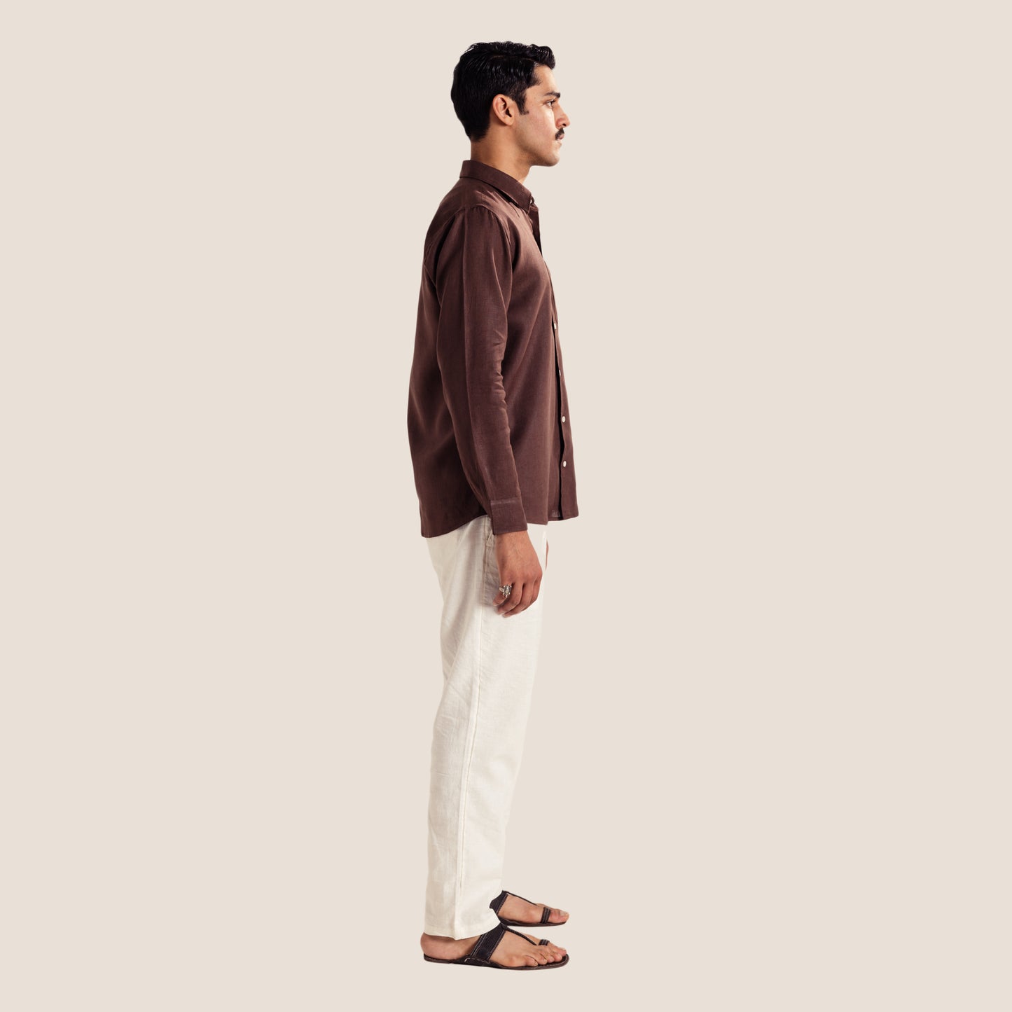 100% Pure Linen Shirt ( Tree Trunk Brown )- Premium Breathable Comfort