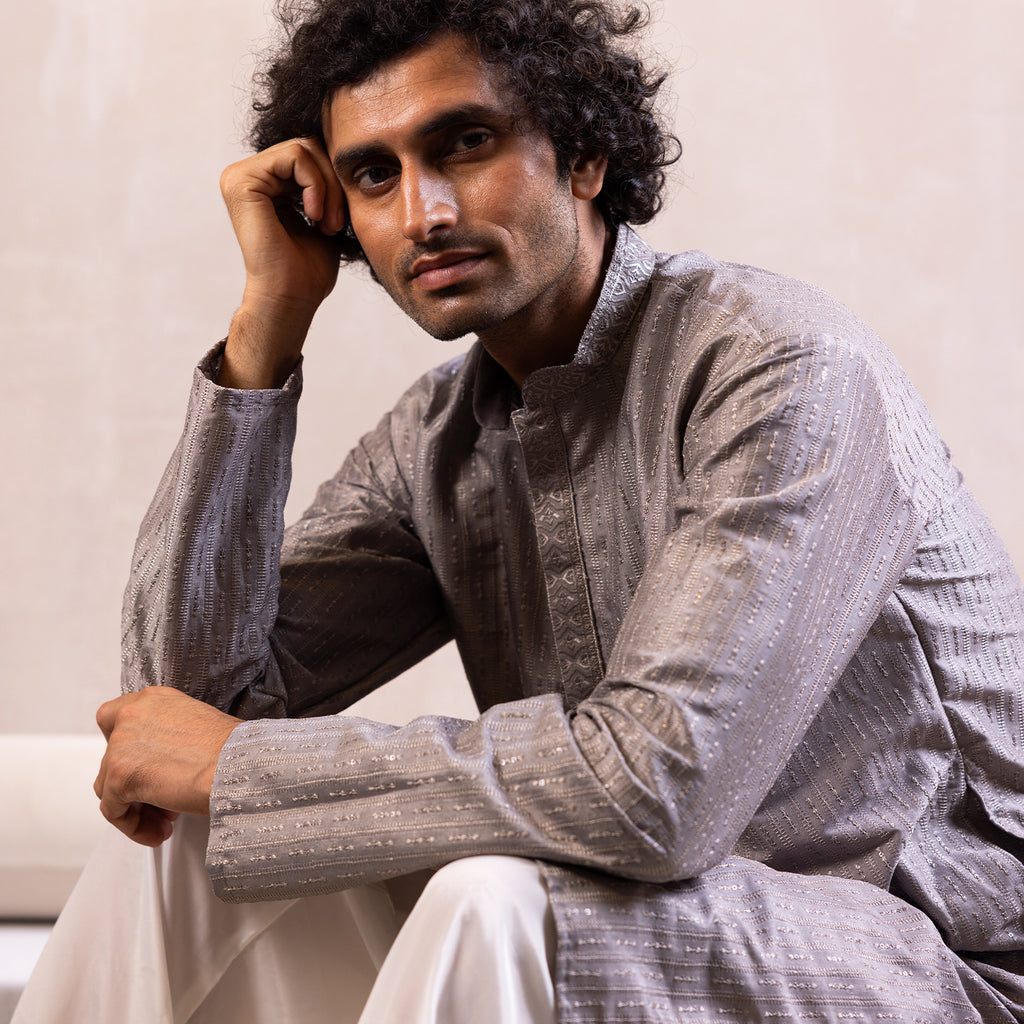 Shimmering Silver Kurta