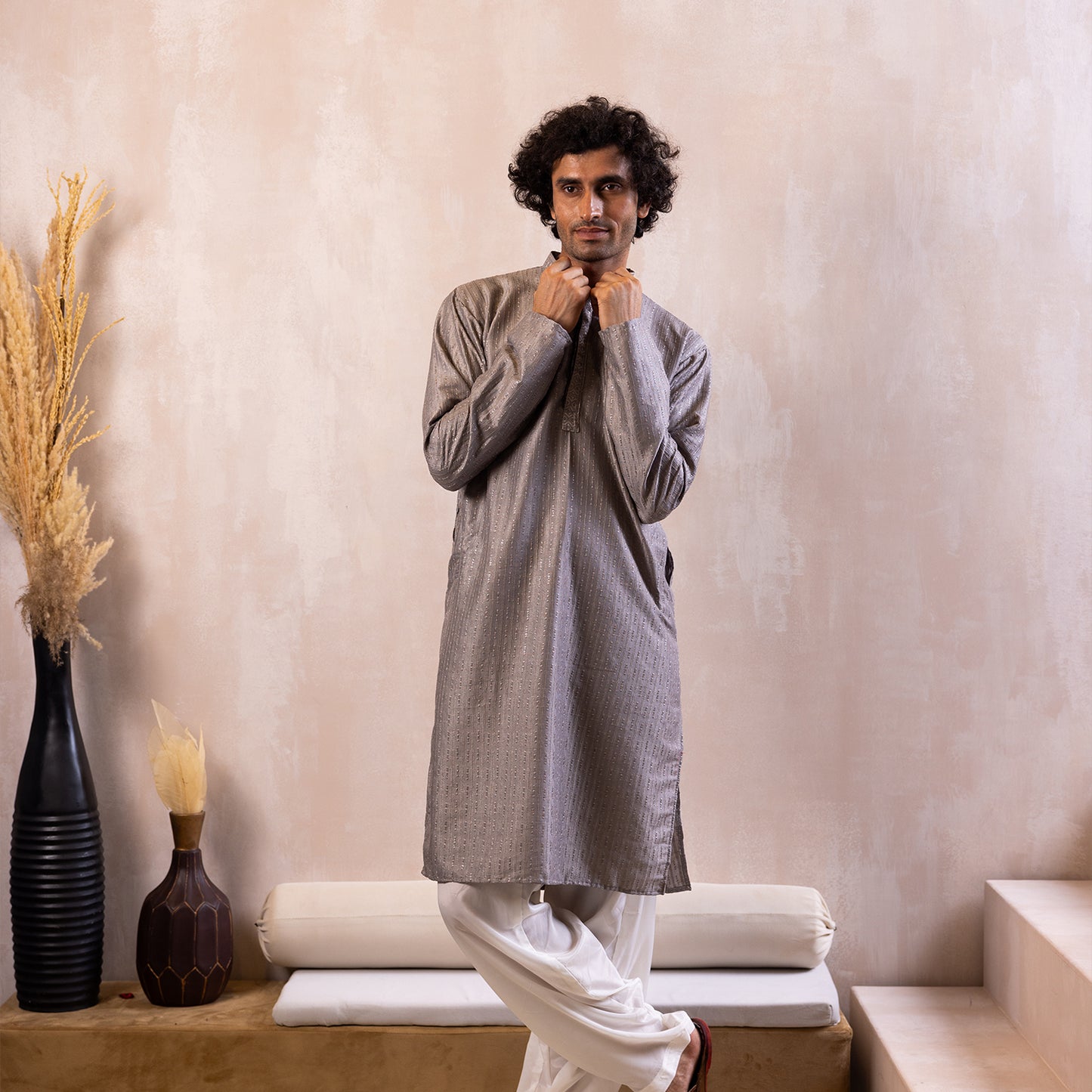 Shimmering Silver Kurta