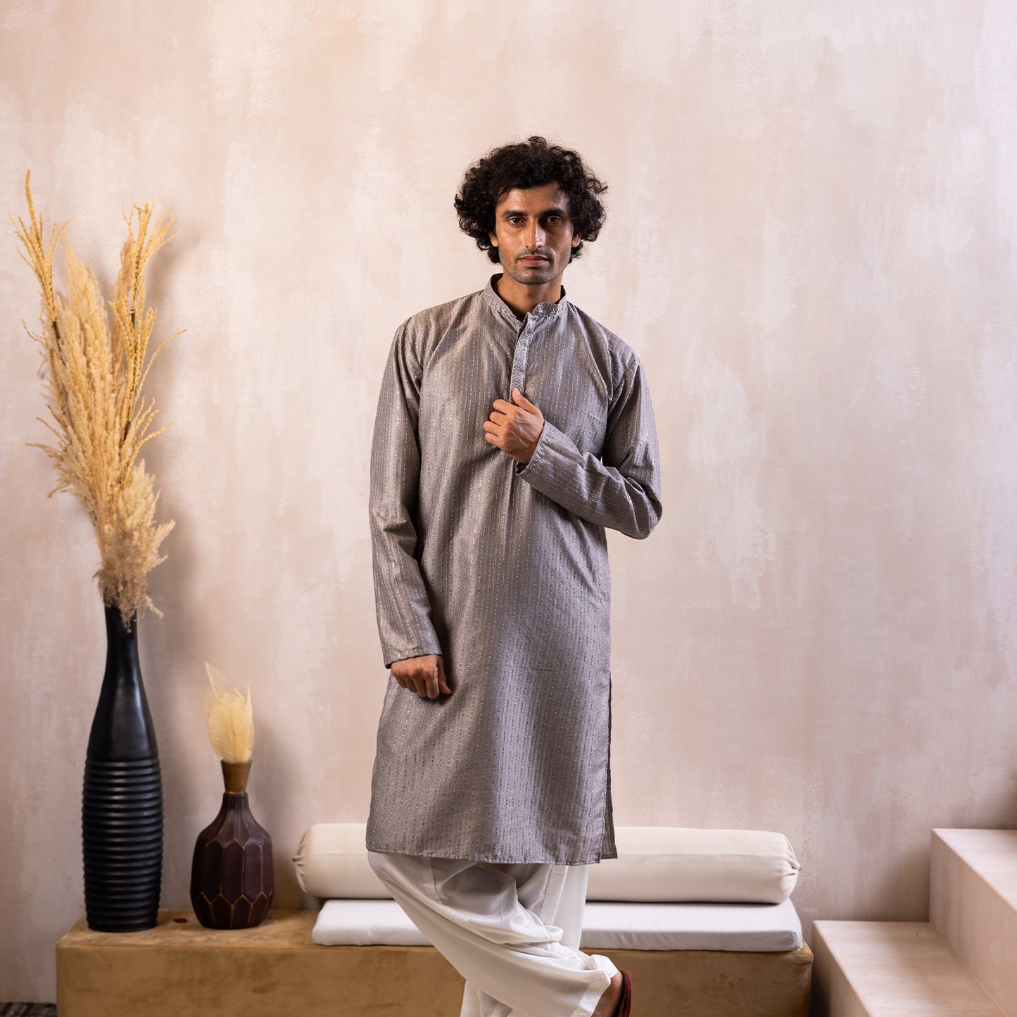 Shimmering Silver Kurta