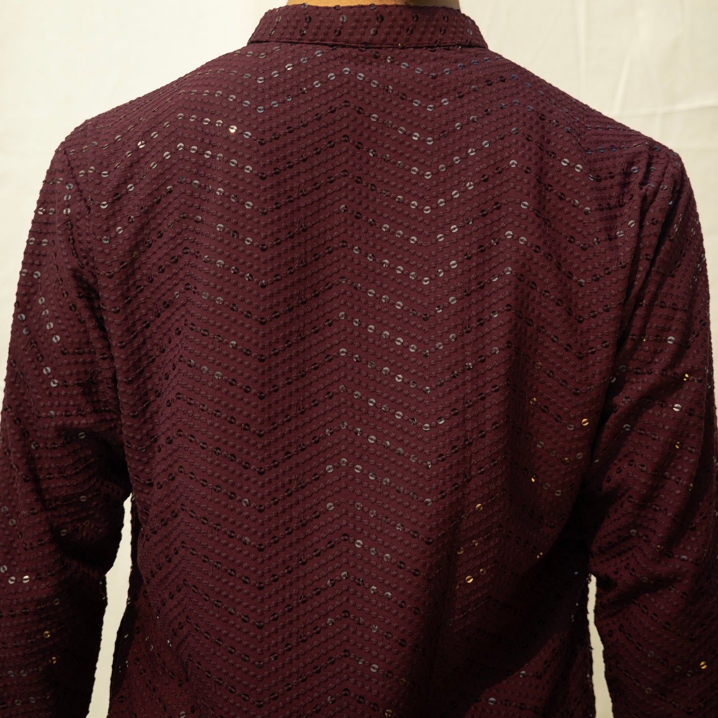 Burgundy Embroidered Regular Kurta