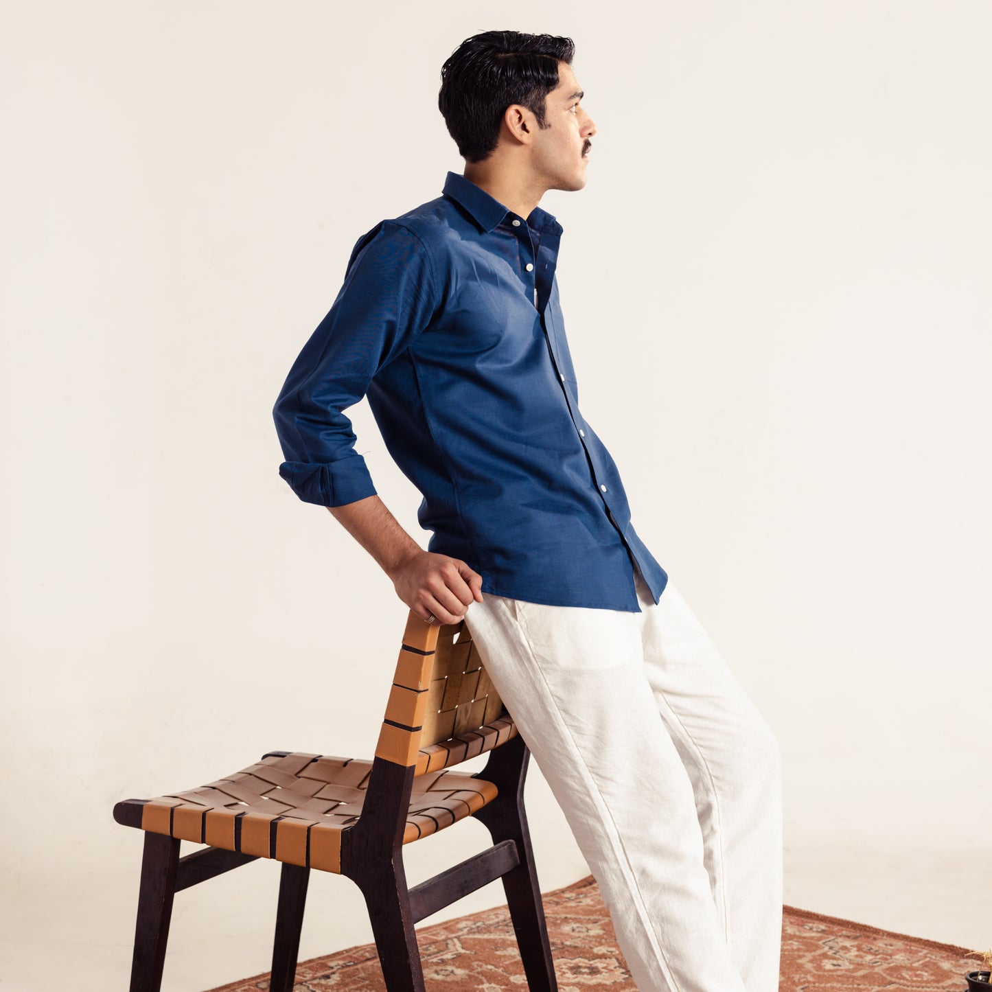 Regular Fit Linen shirt - Deep Sea Blue