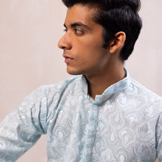 Azure Blue Embellished Kurta