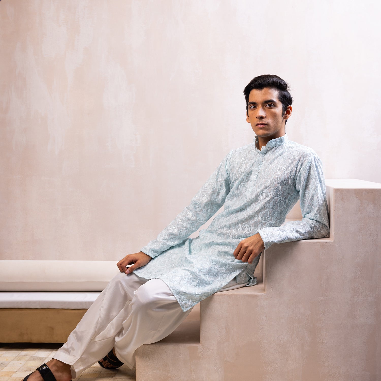 Azure Blue Embellished Kurta