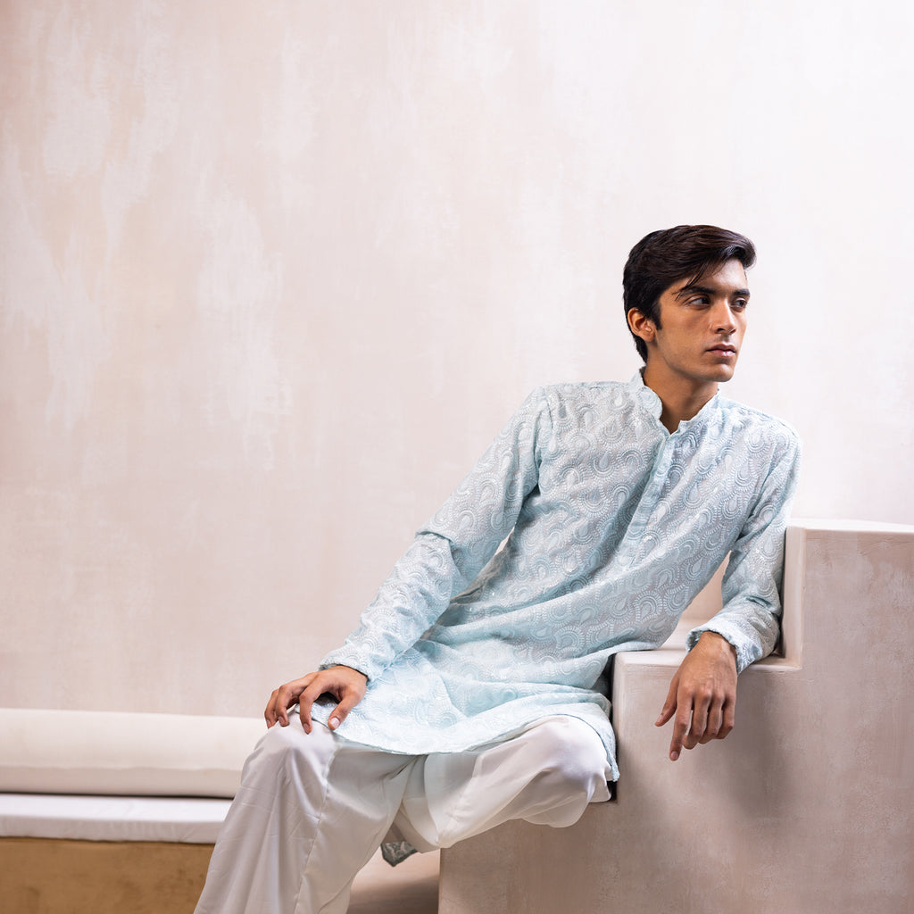 Azure Blue Embellished Kurta