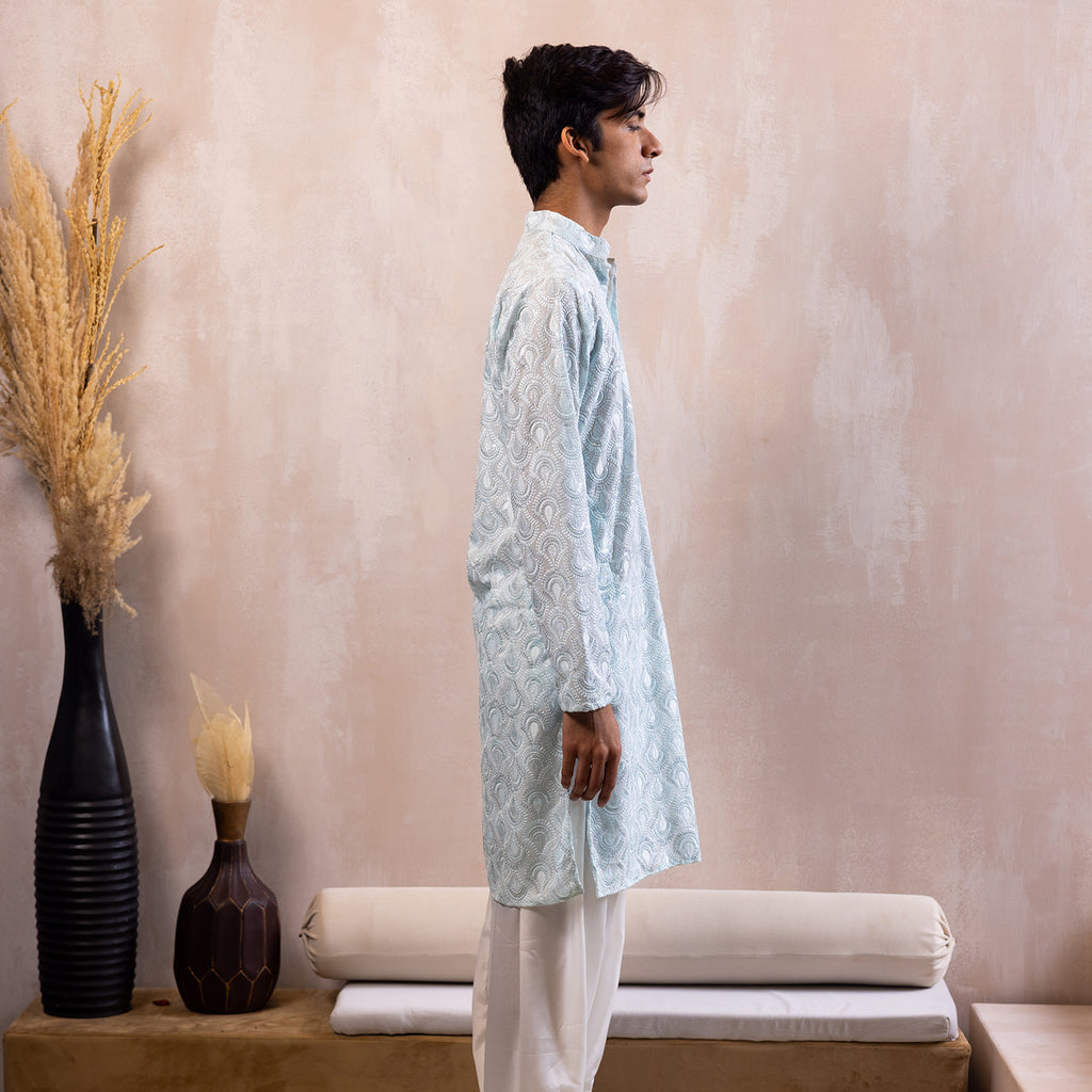 Azure Blue Embellished Kurta