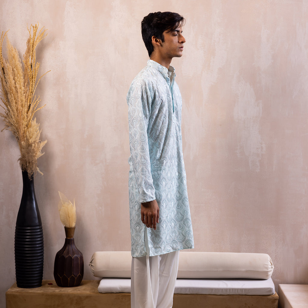 Azure Blue Embellished Kurta