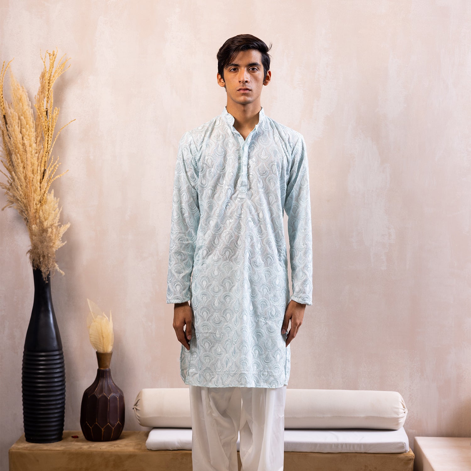 Azure Blue Embellished Kurta