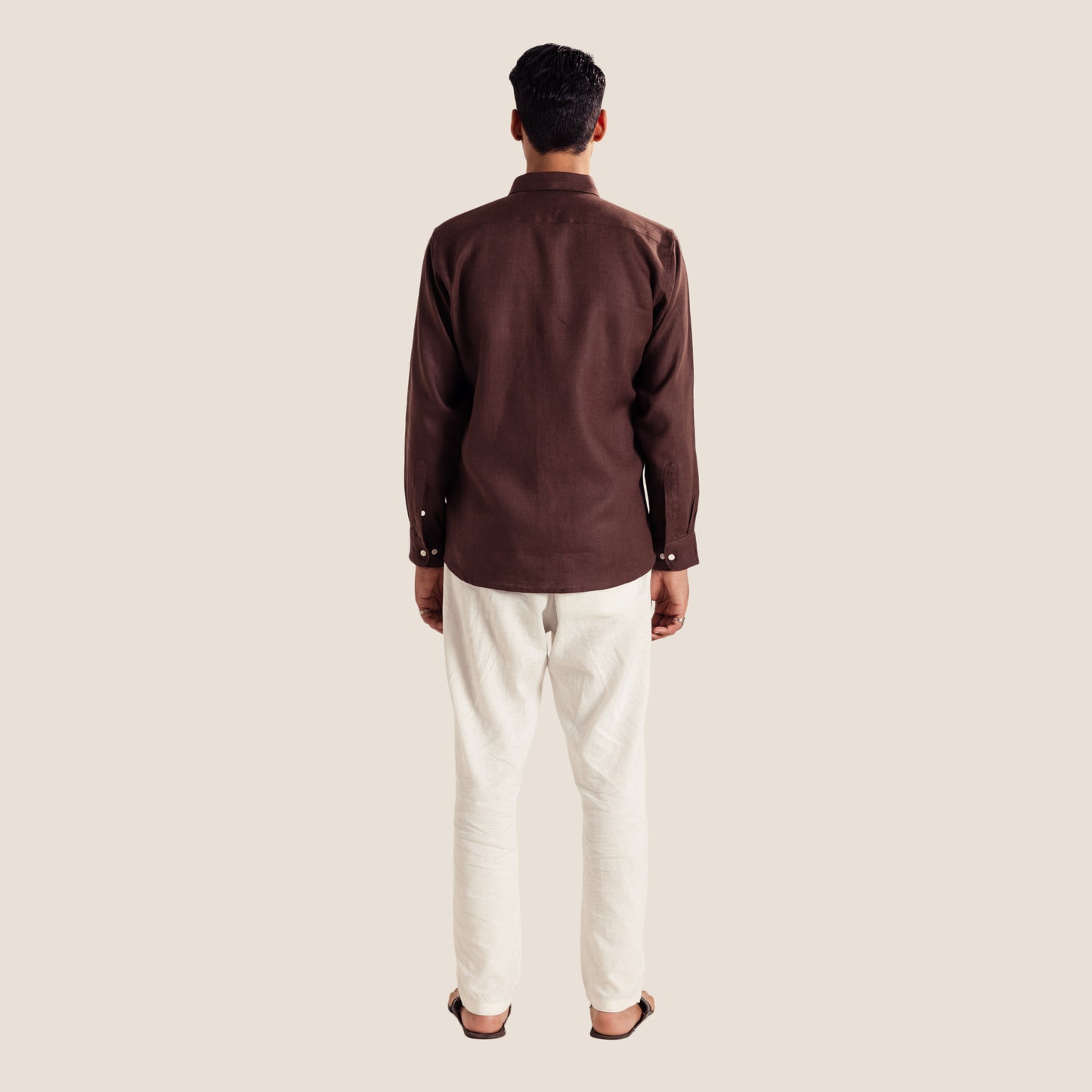 100% Pure Linen Shirt ( Tree Trunk Brown )- Premium Breathable Comfort