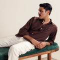Tree Trunk Brown Pure Linen Shirt