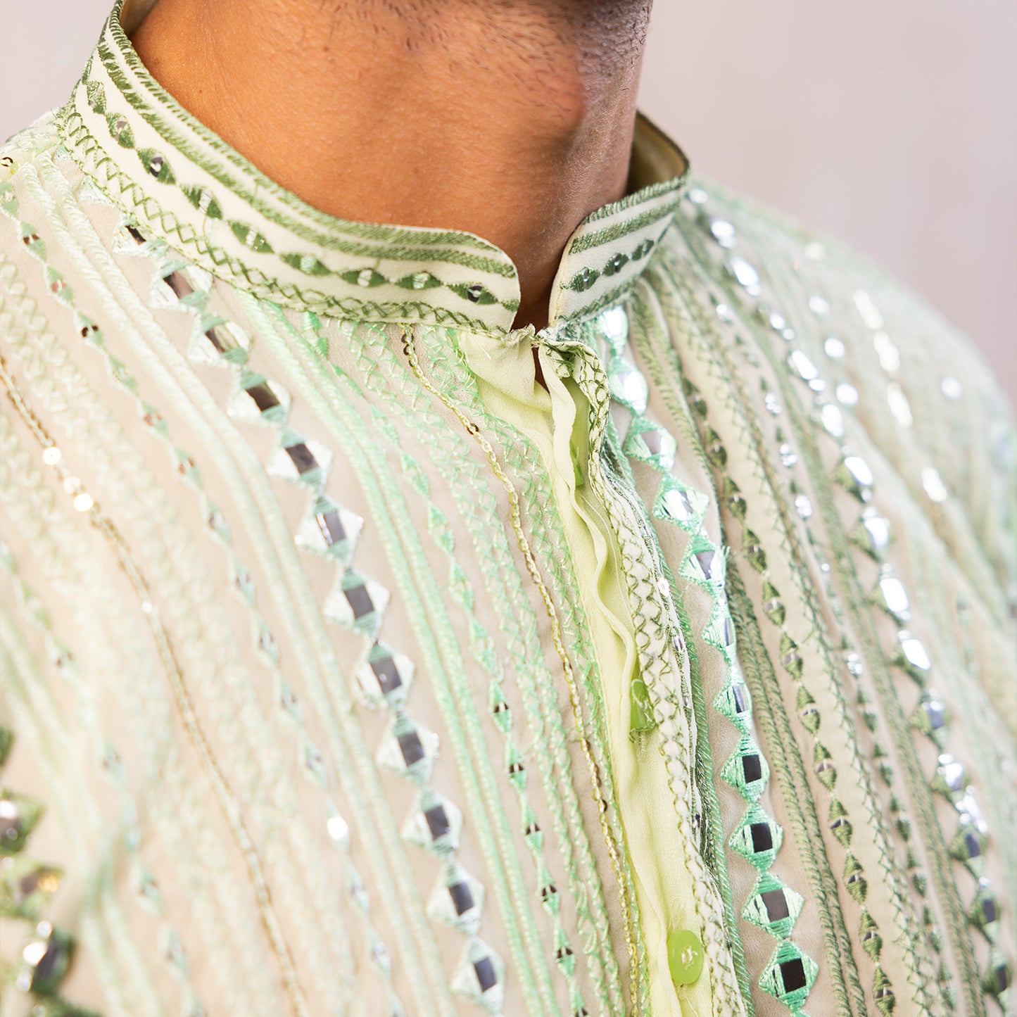 Emerald Green Georgette Kurta with Sequin Detailing