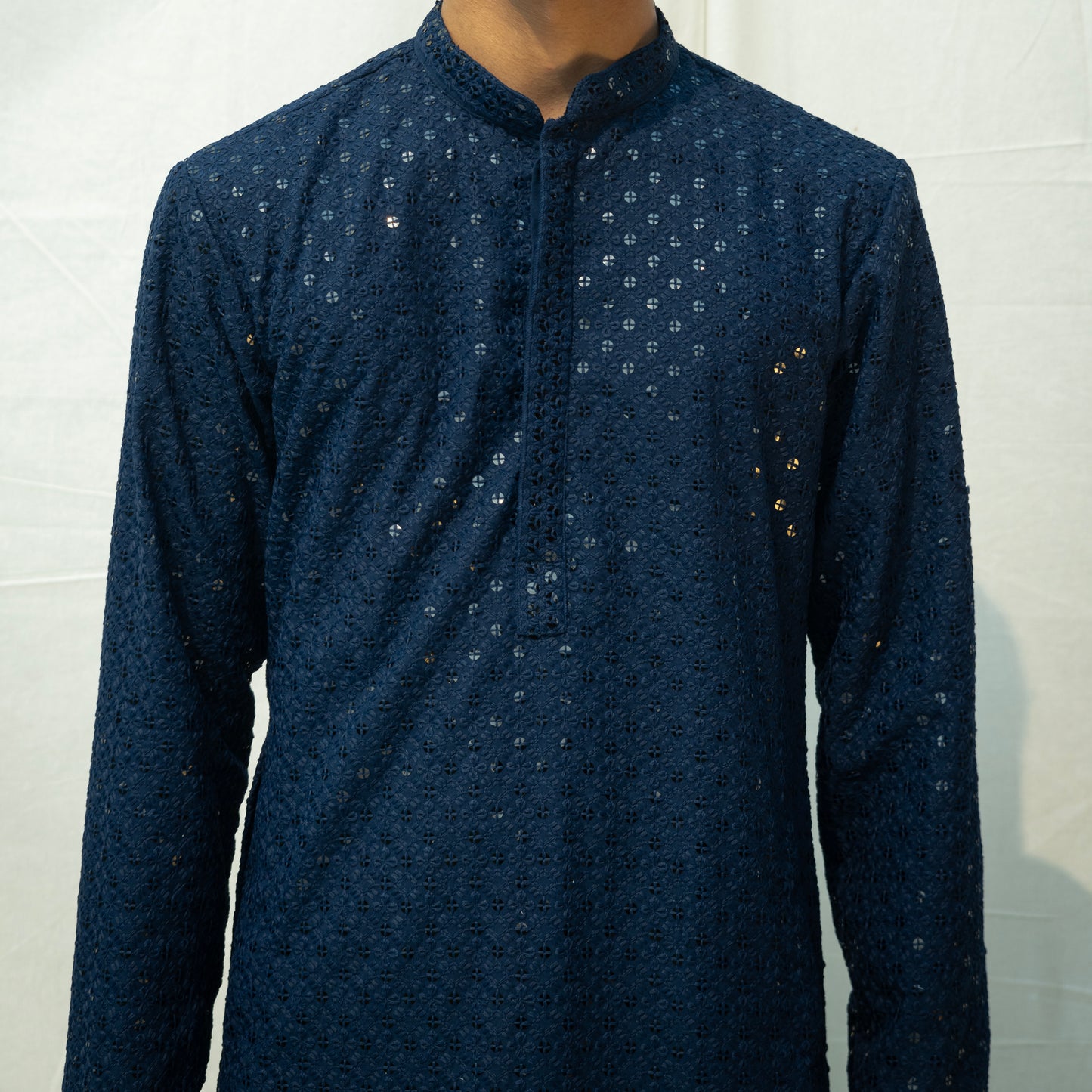 Geometric Embroidered Thread Work Sequinned Pure Cotton Kurta