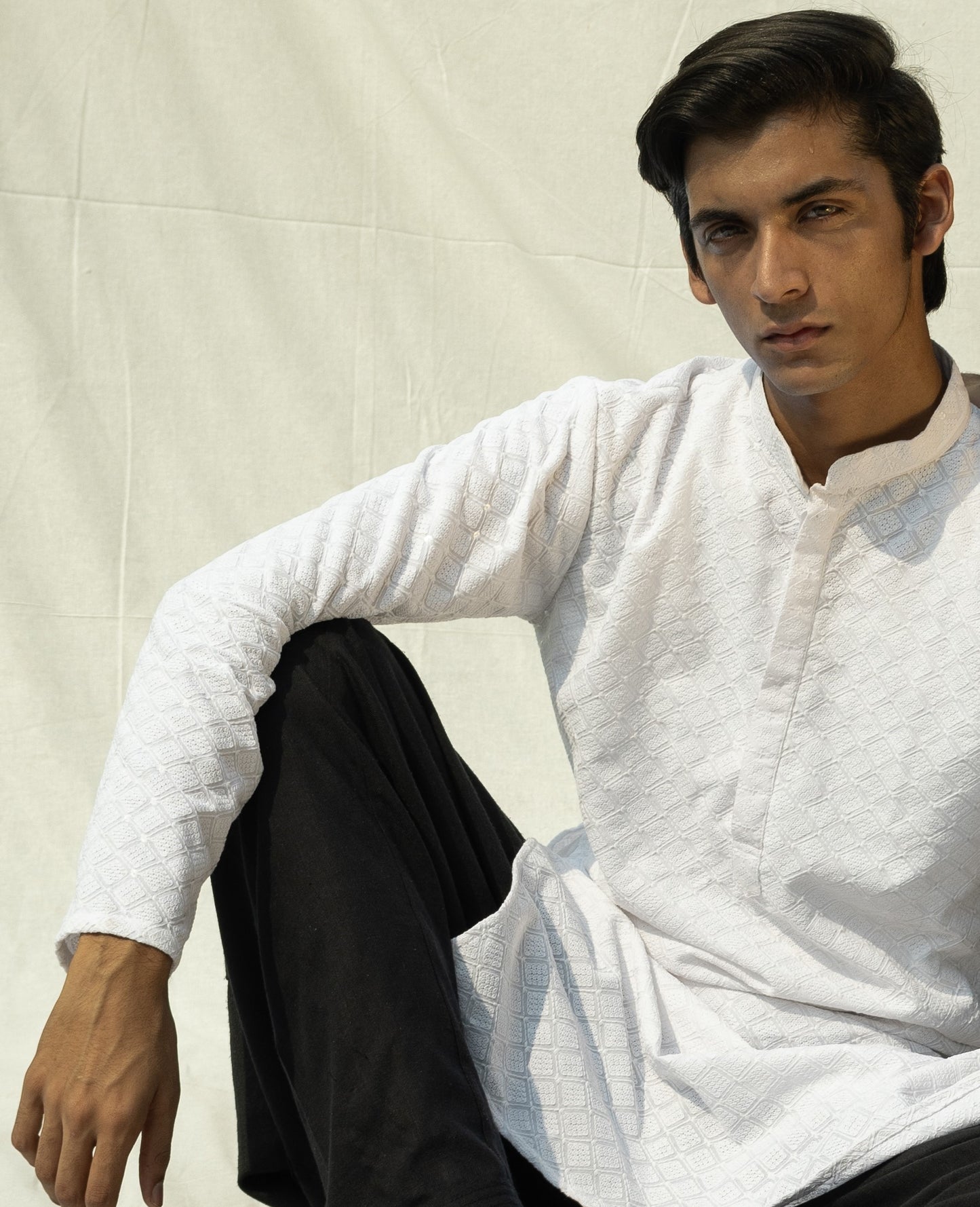 White Chikankari Embroidered Pure Cotton Kurta