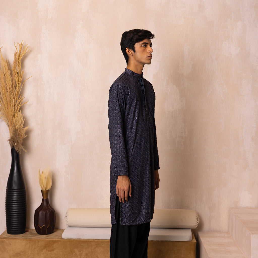 Charcoal Grey Tapestry Kurta