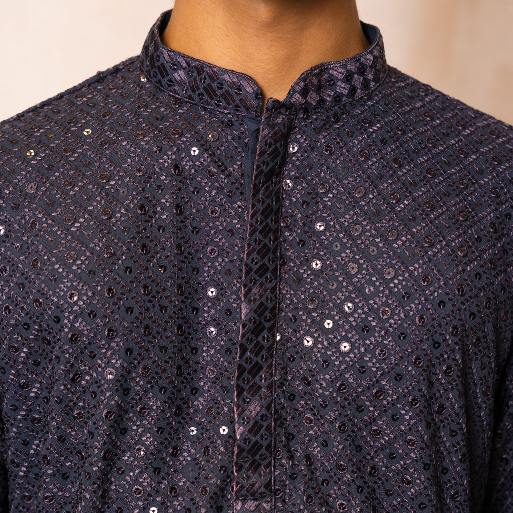 Charcoal Grey Tapestry Kurta