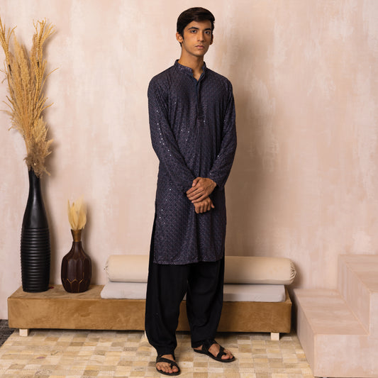 Charcoal Grey Tapestry Kurta