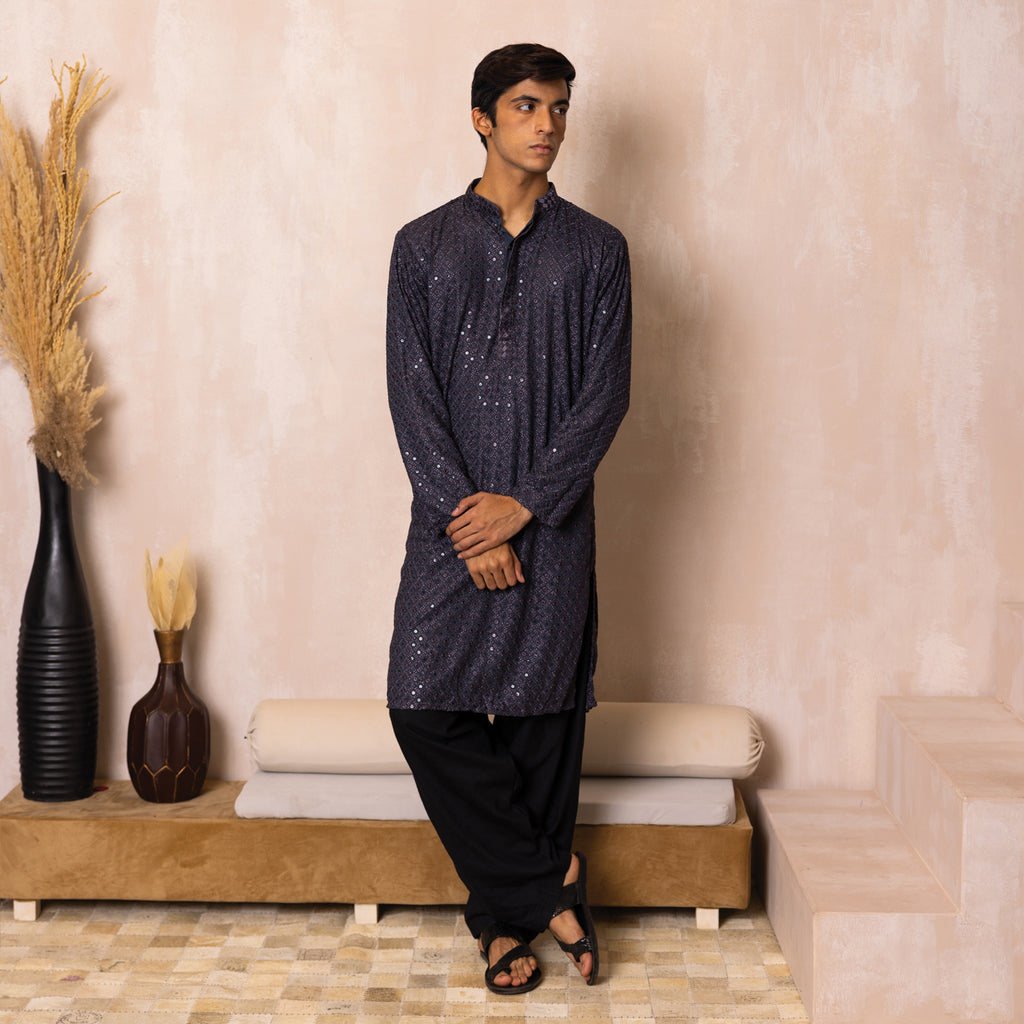Charcoal Grey Tapestry Kurta
