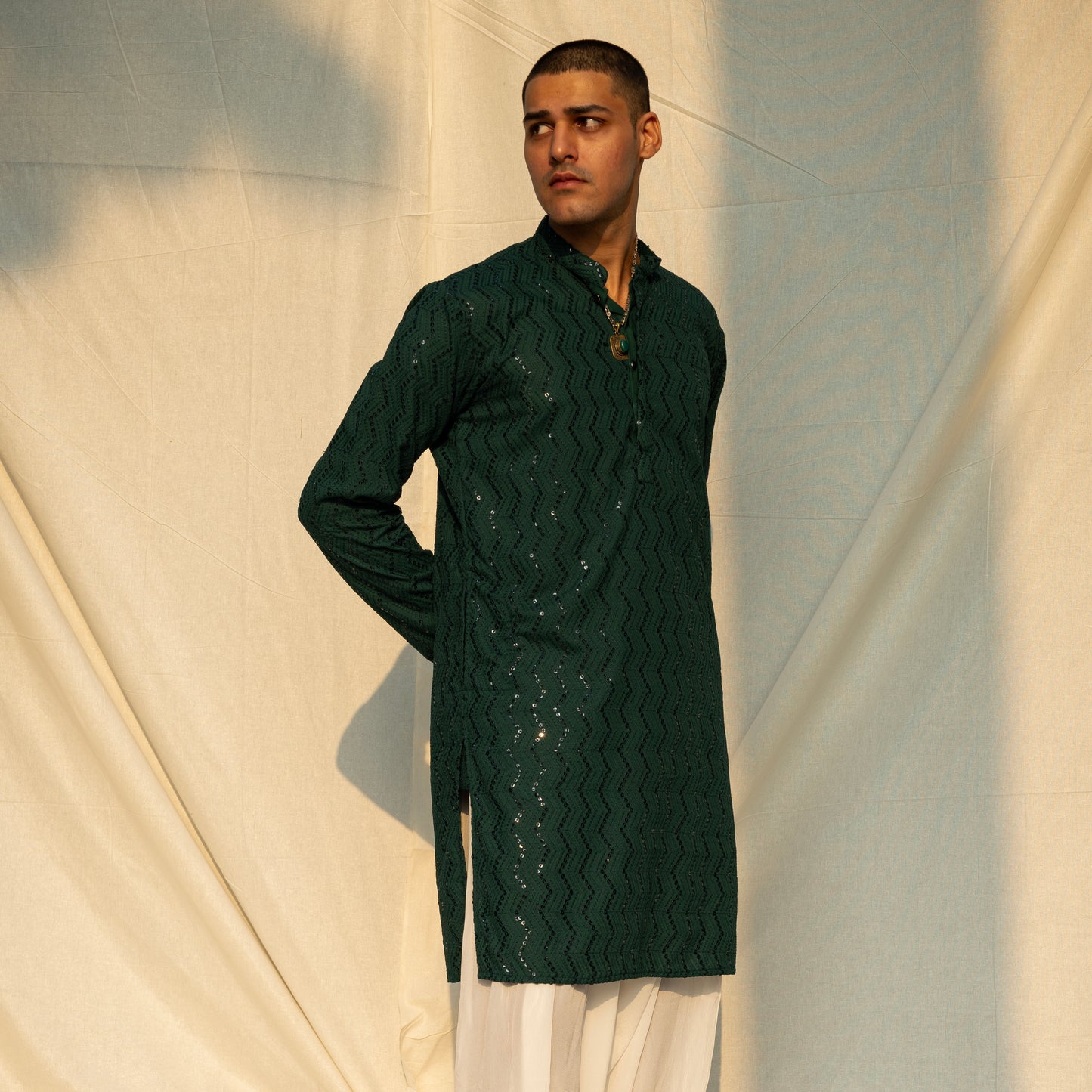 Ethnic Embroidered Chikankari Cotton Kurta