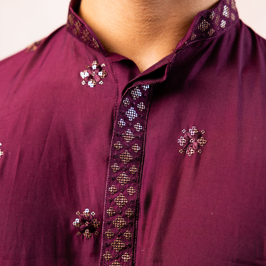 Regal Maroon Printed Kurta