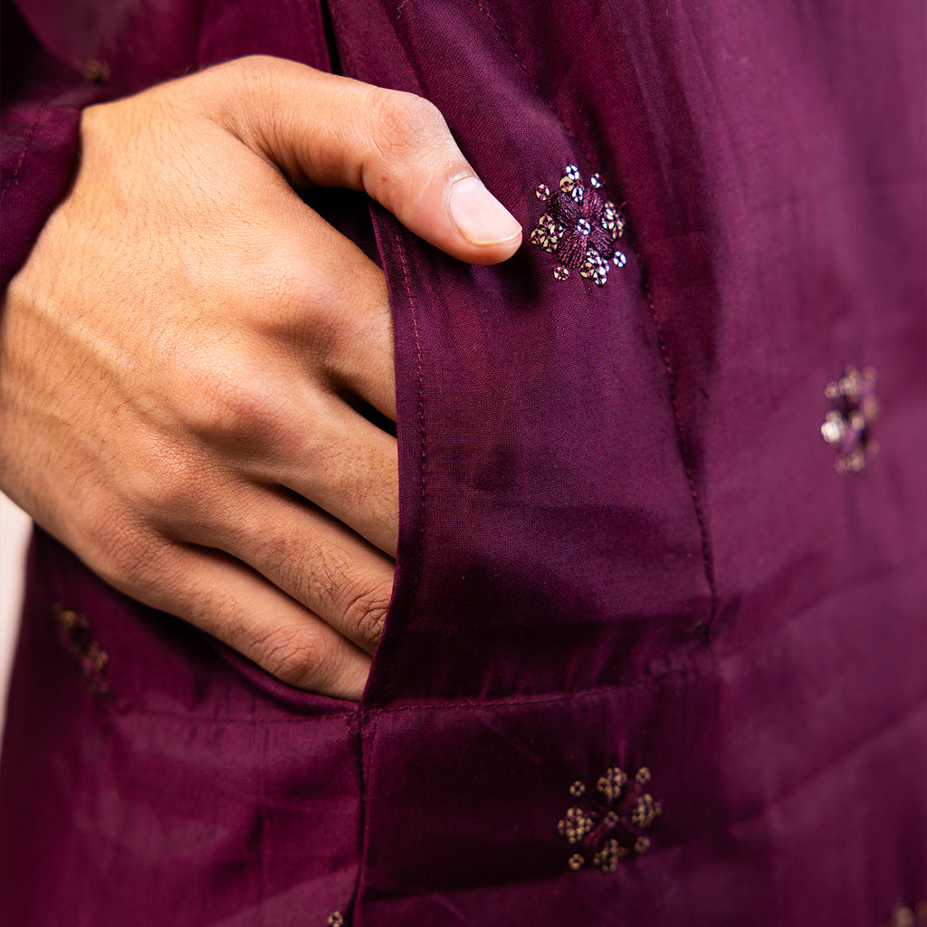 Regal Maroon Printed Kurta