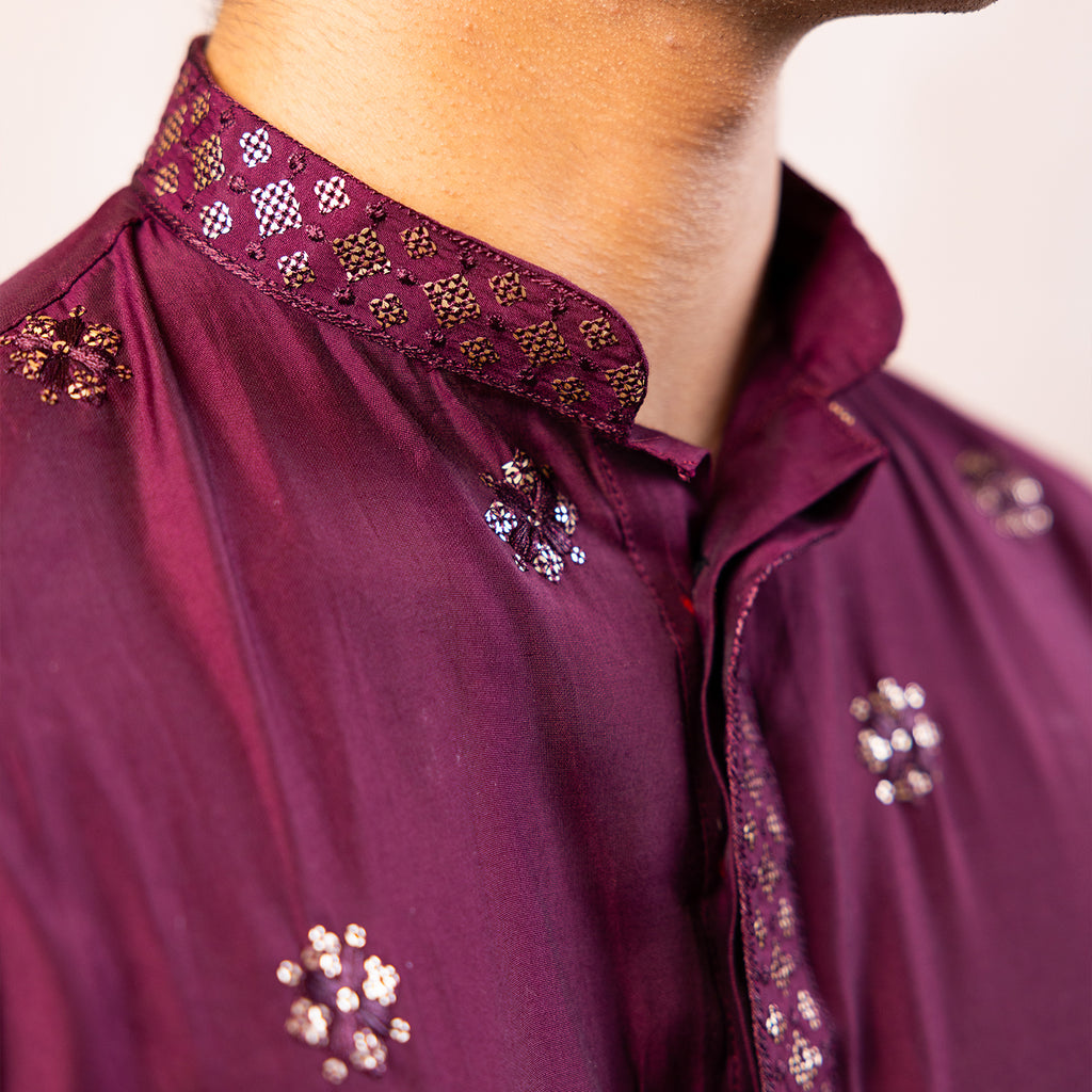 Regal Maroon Printed Kurta
