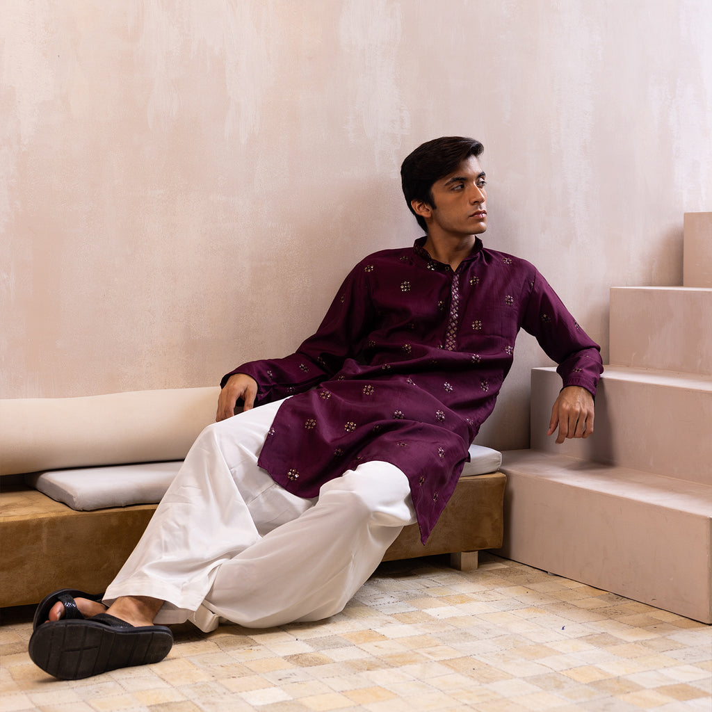 Regal Maroon Printed Kurta