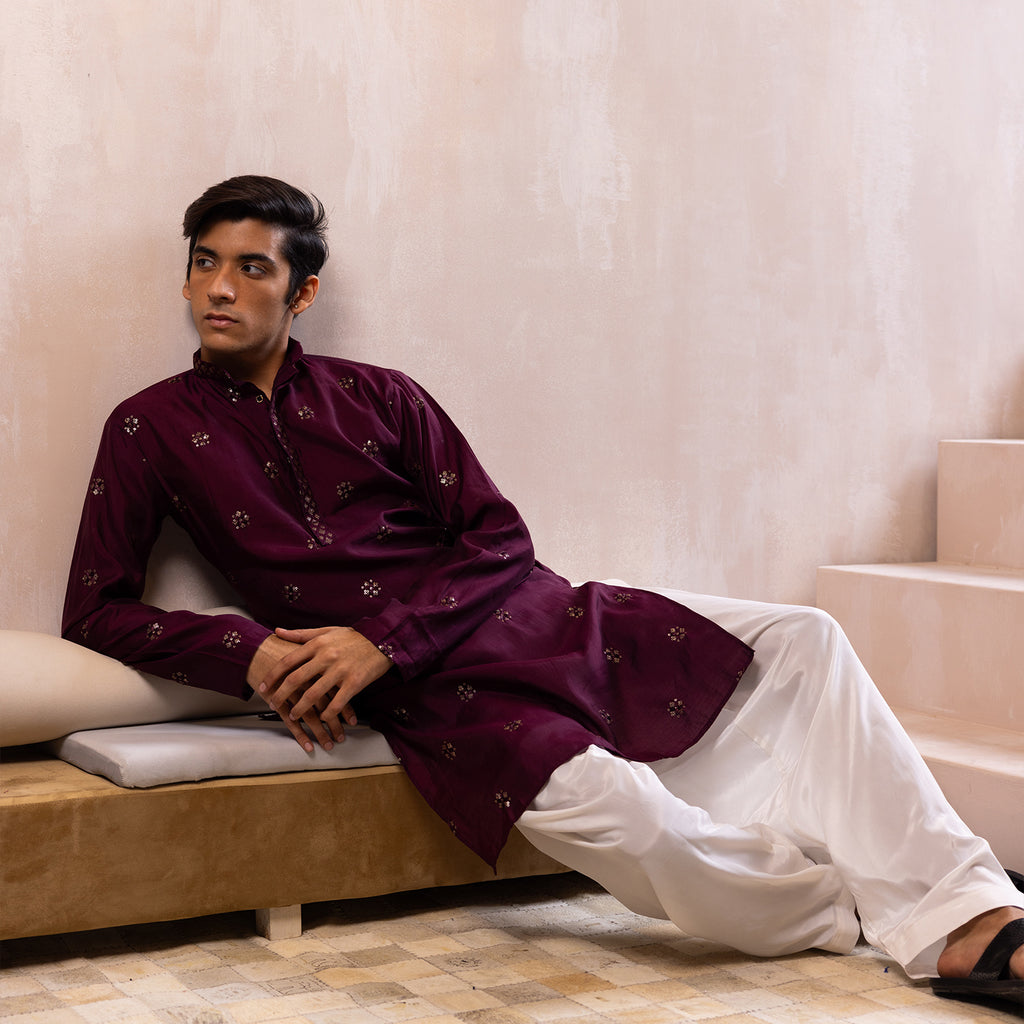 Regal Maroon Printed Kurta