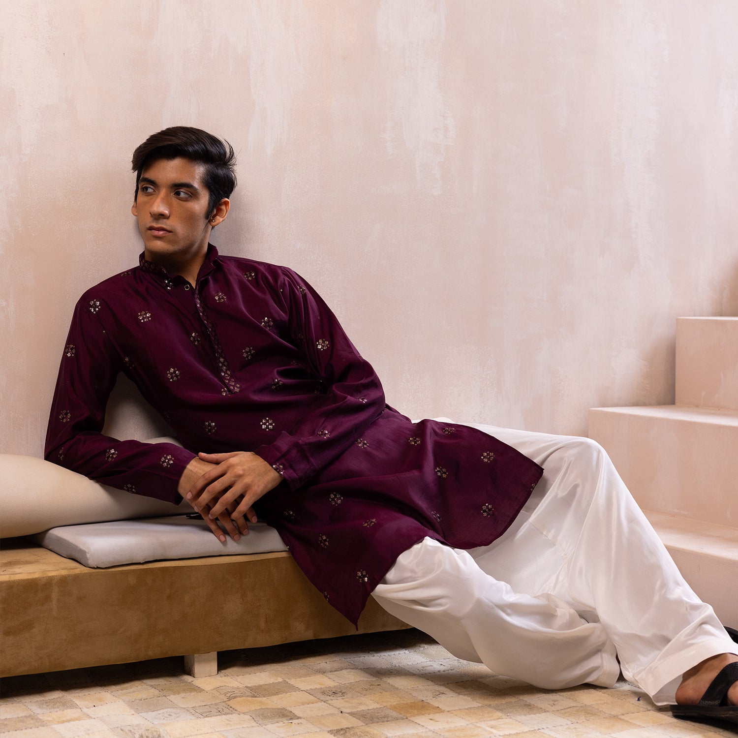 Regal Maroon Printed Kurta