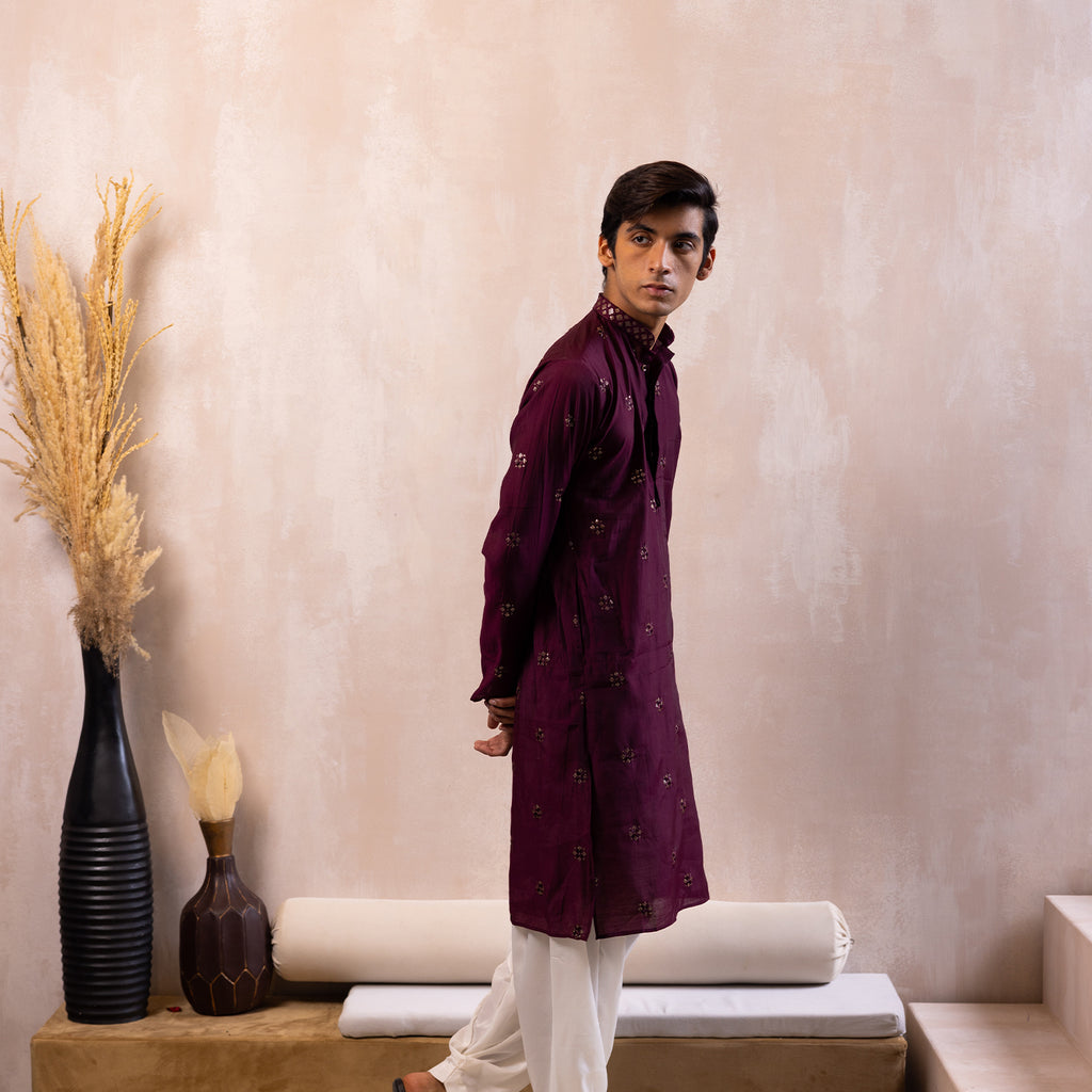 Regal Maroon Printed Kurta