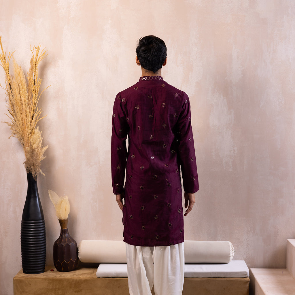 Regal Maroon Printed Kurta
