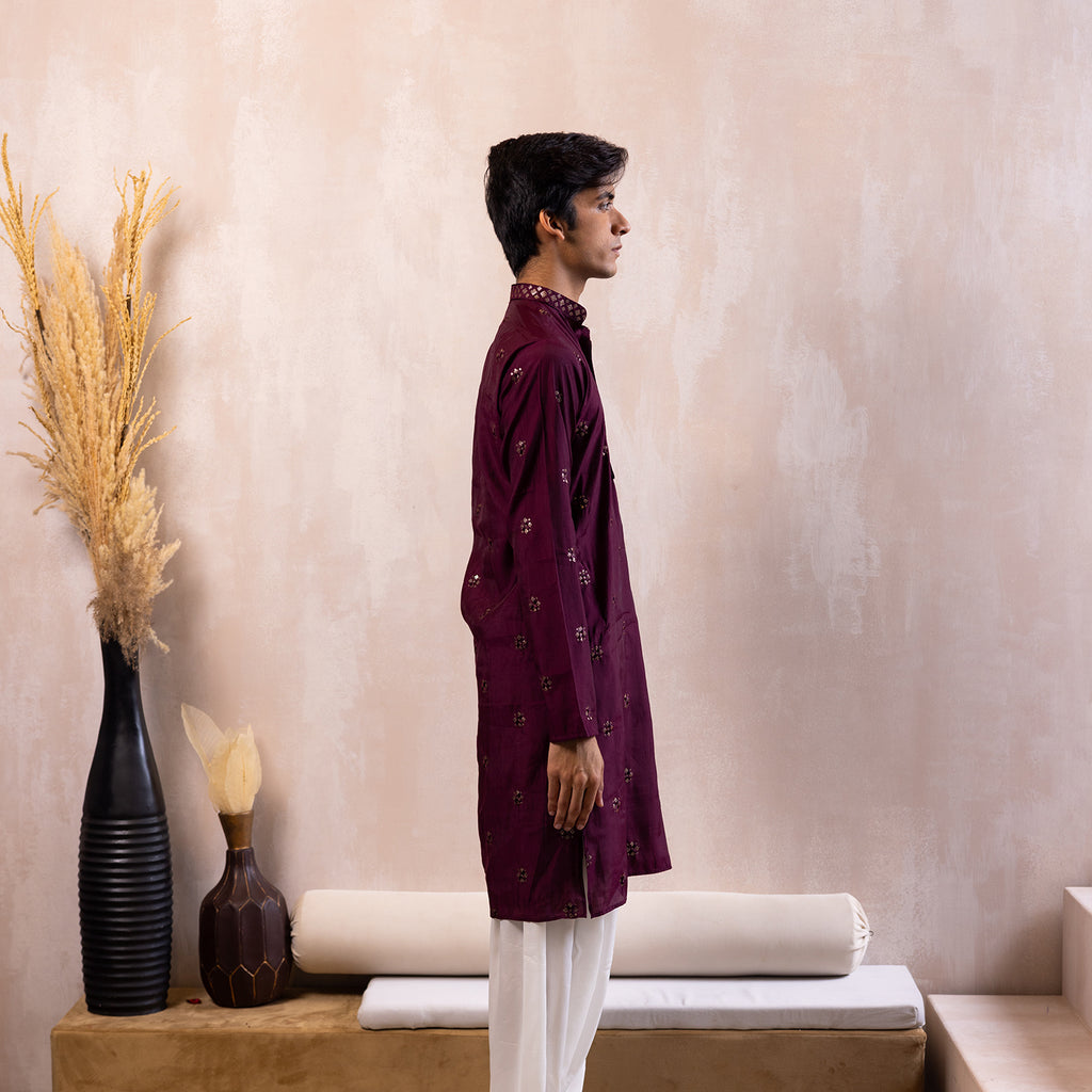 Regal Maroon Printed Kurta